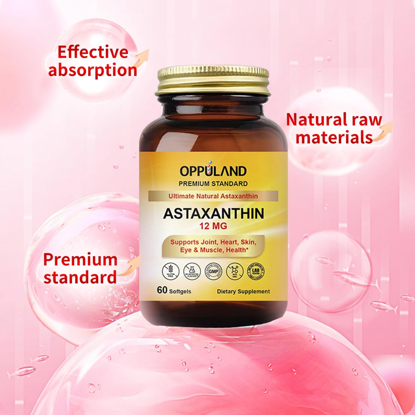 oppuland Astaxanthin 12mg Softgels 60 Count