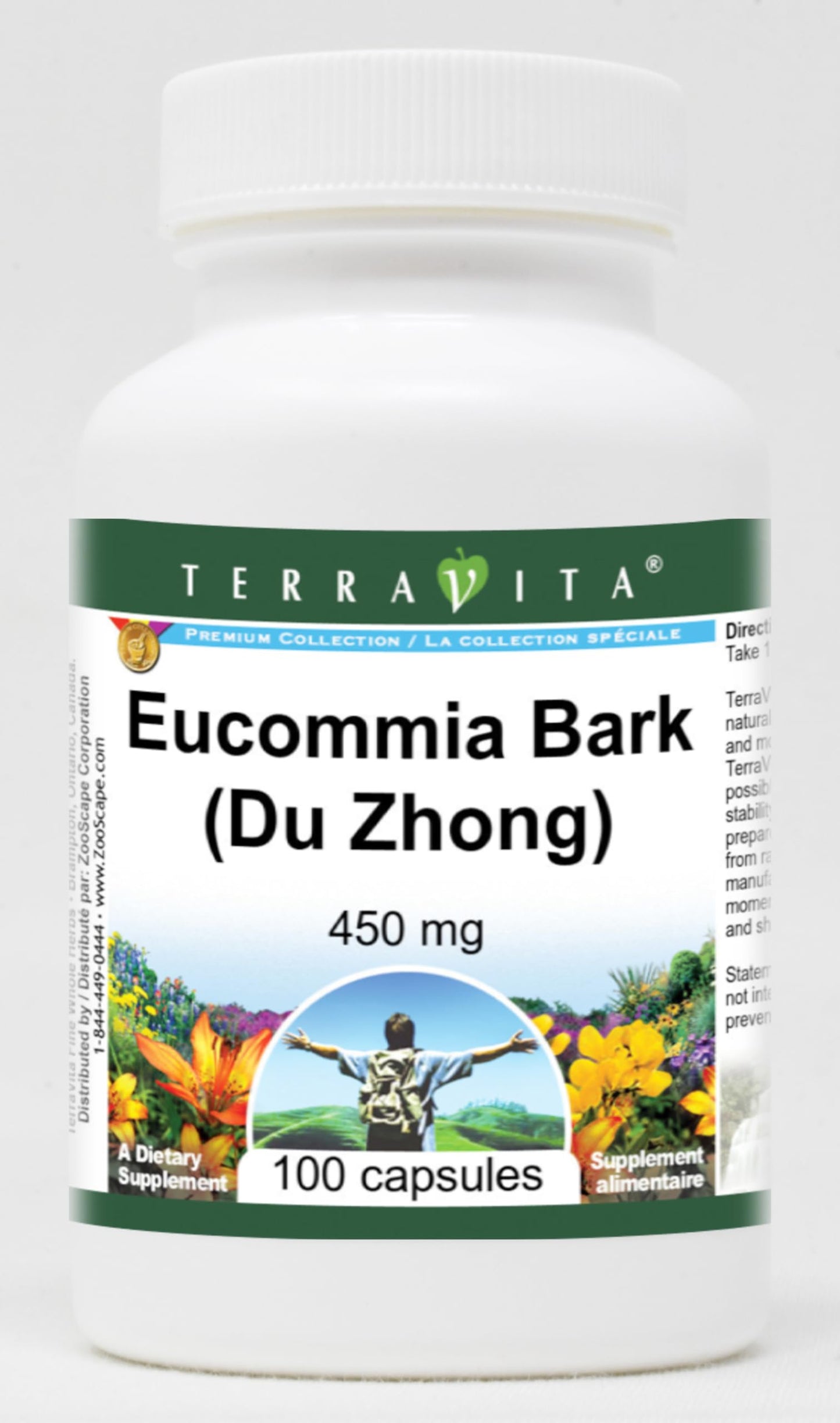 Terravita Eucommia Bark (Du Zhong) - 450 mg Capsules, 100 Count