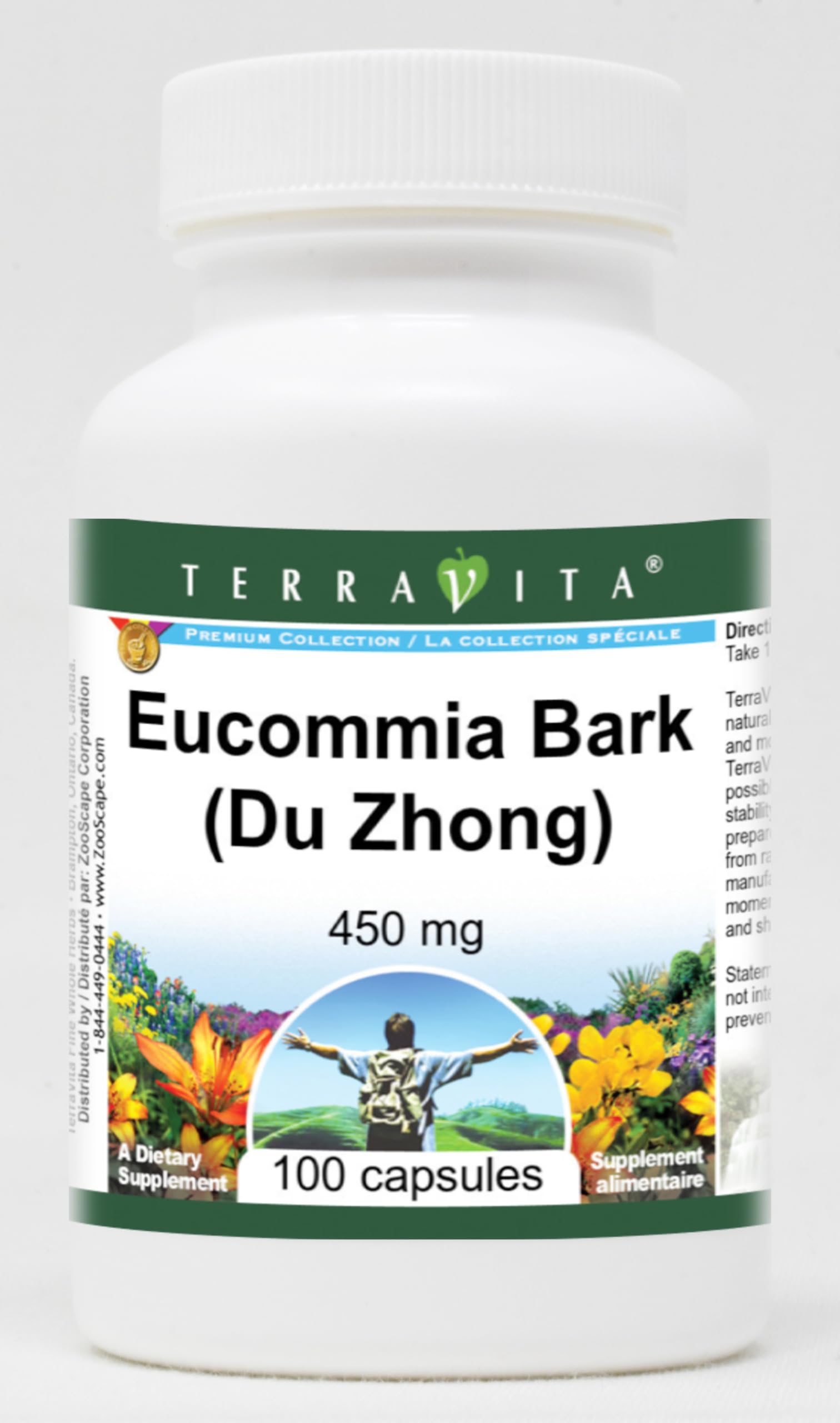 Terravita Eucommia Bark (Du Zhong) - 450 mg Capsules, 100 Count