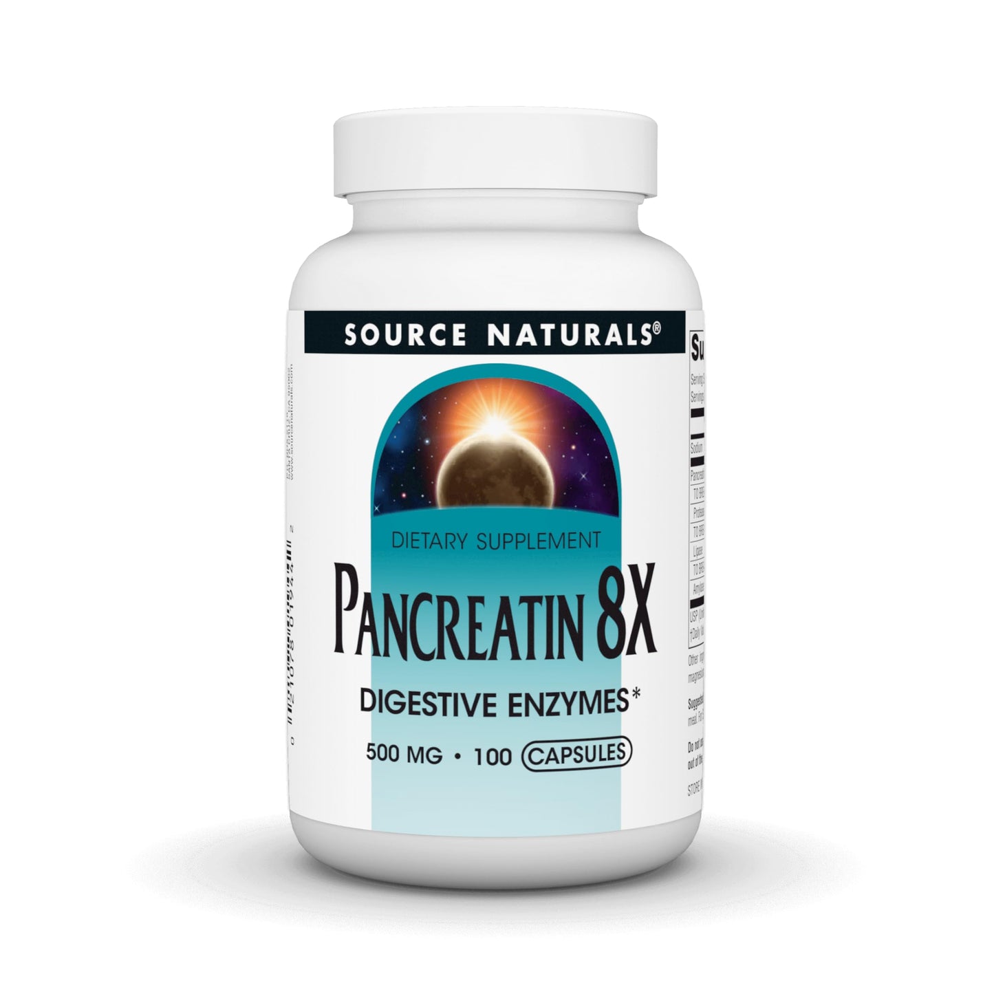 Source Naturals Pancreatin 8X, 500 mg Digestive Enzymes Capsules, 100 Count