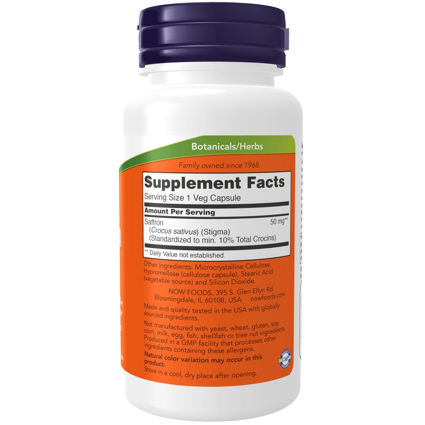 NOW Foods Saffron Whole Herb 50 mg with 10% Crocins Capsule, 60 Count