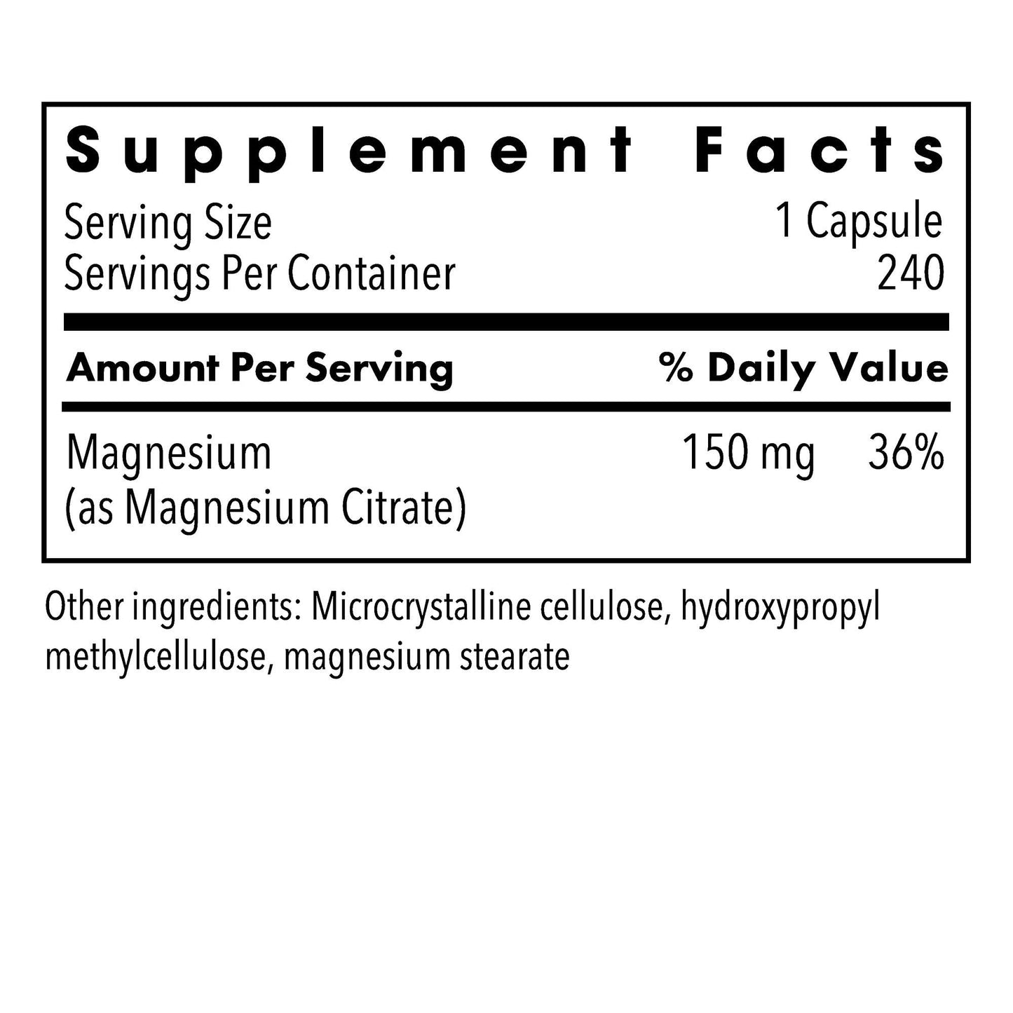 Metabolic Maintenance Magnesium Citrate Capsule 240 Count