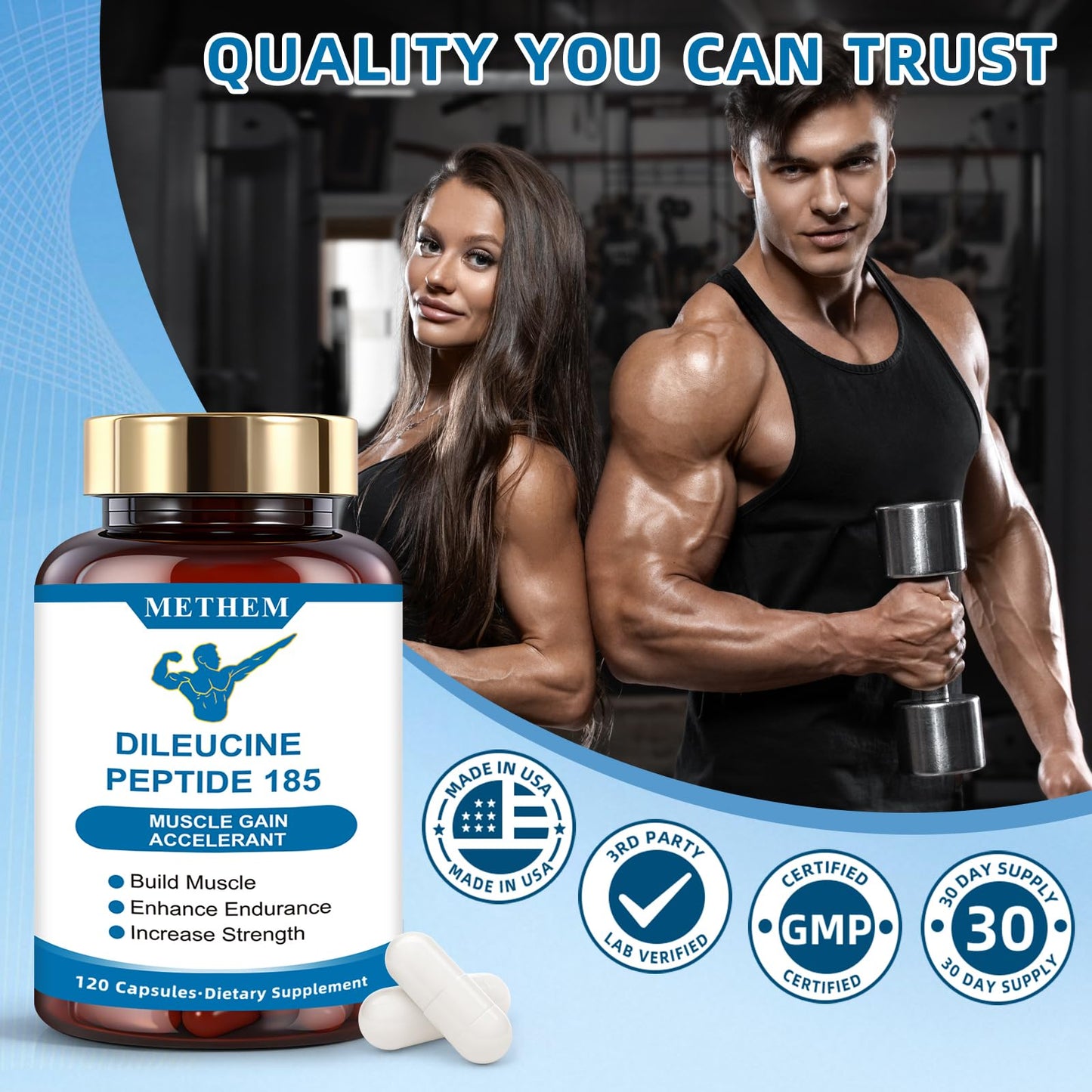 METHEM Dileucine Amino Acid Peptide with 185 Peptides Vegetable Capsules 120