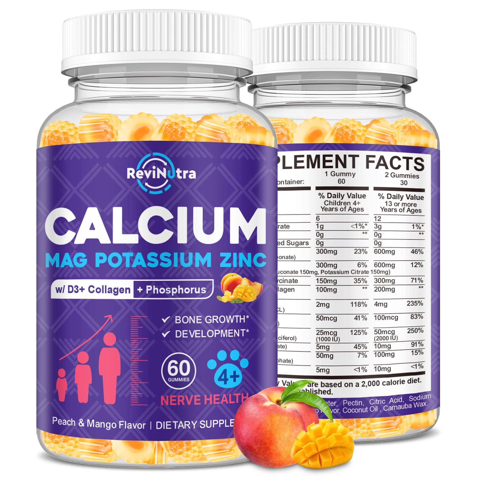 ReviNutra Calcium Potassium Magnesium Gummies, 60 Count