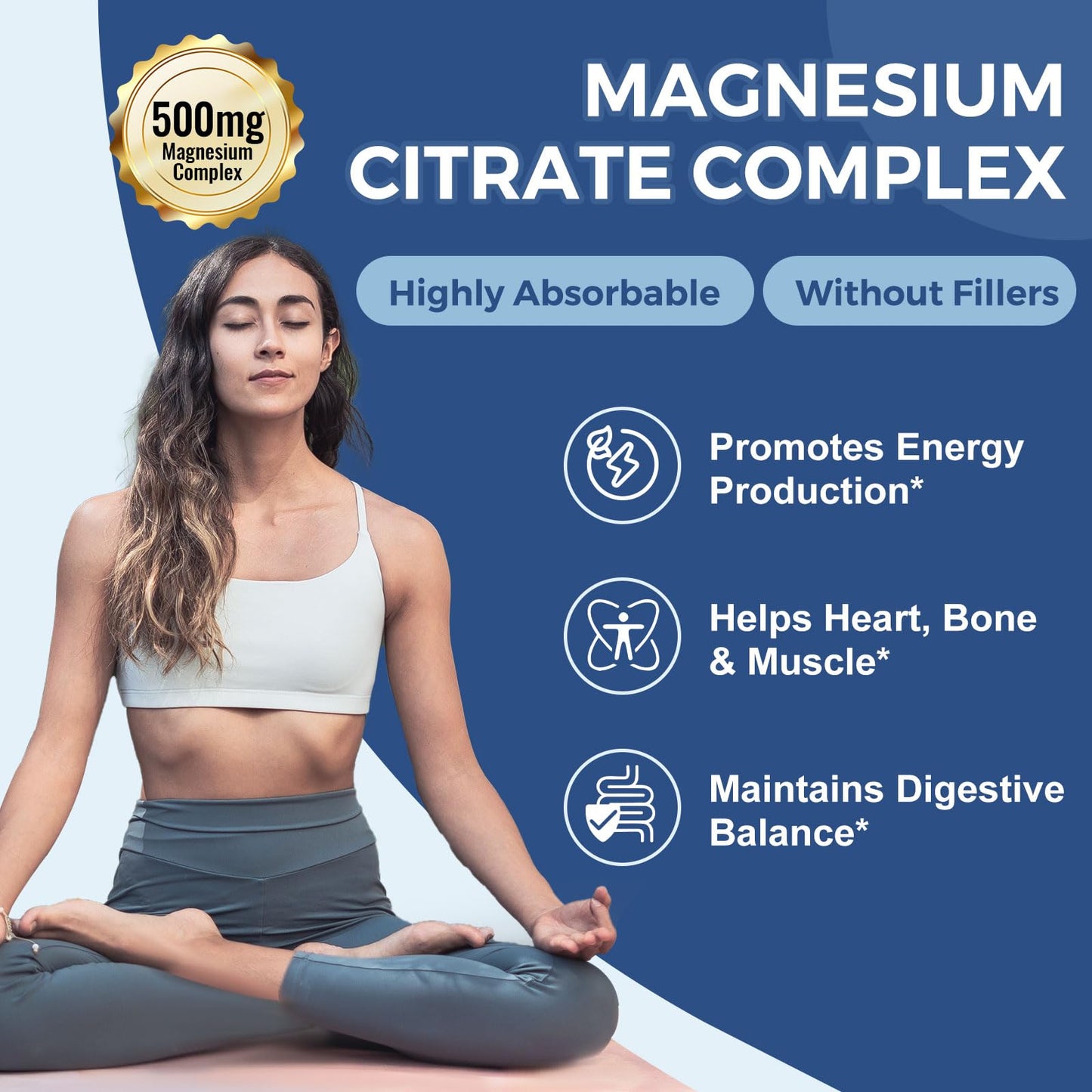 ZEBORA Magnesium Citrate 500mg Capsules, 120 Capsules