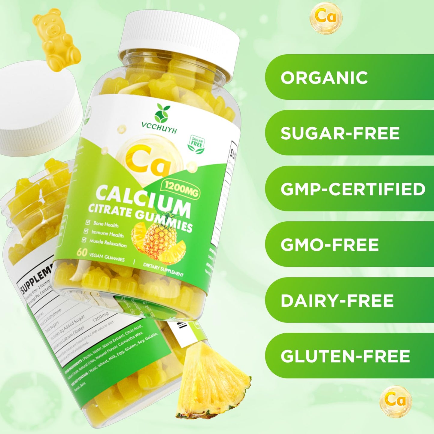 VCCHUYH Calcium Citrate Gummies 1200 mg Gummy 120 Count