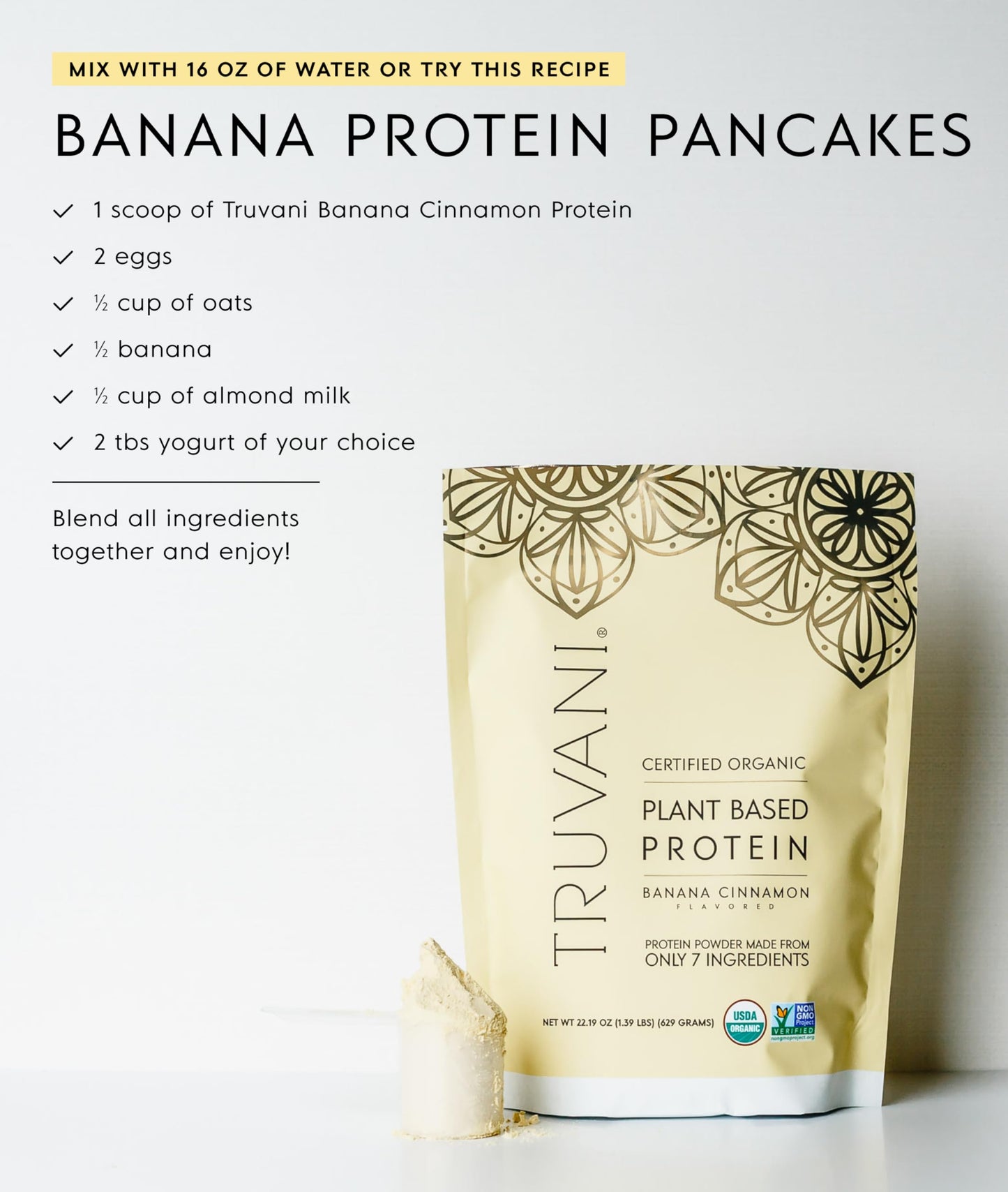 Truvani Vegan Pea Protein Powder 20 Servings