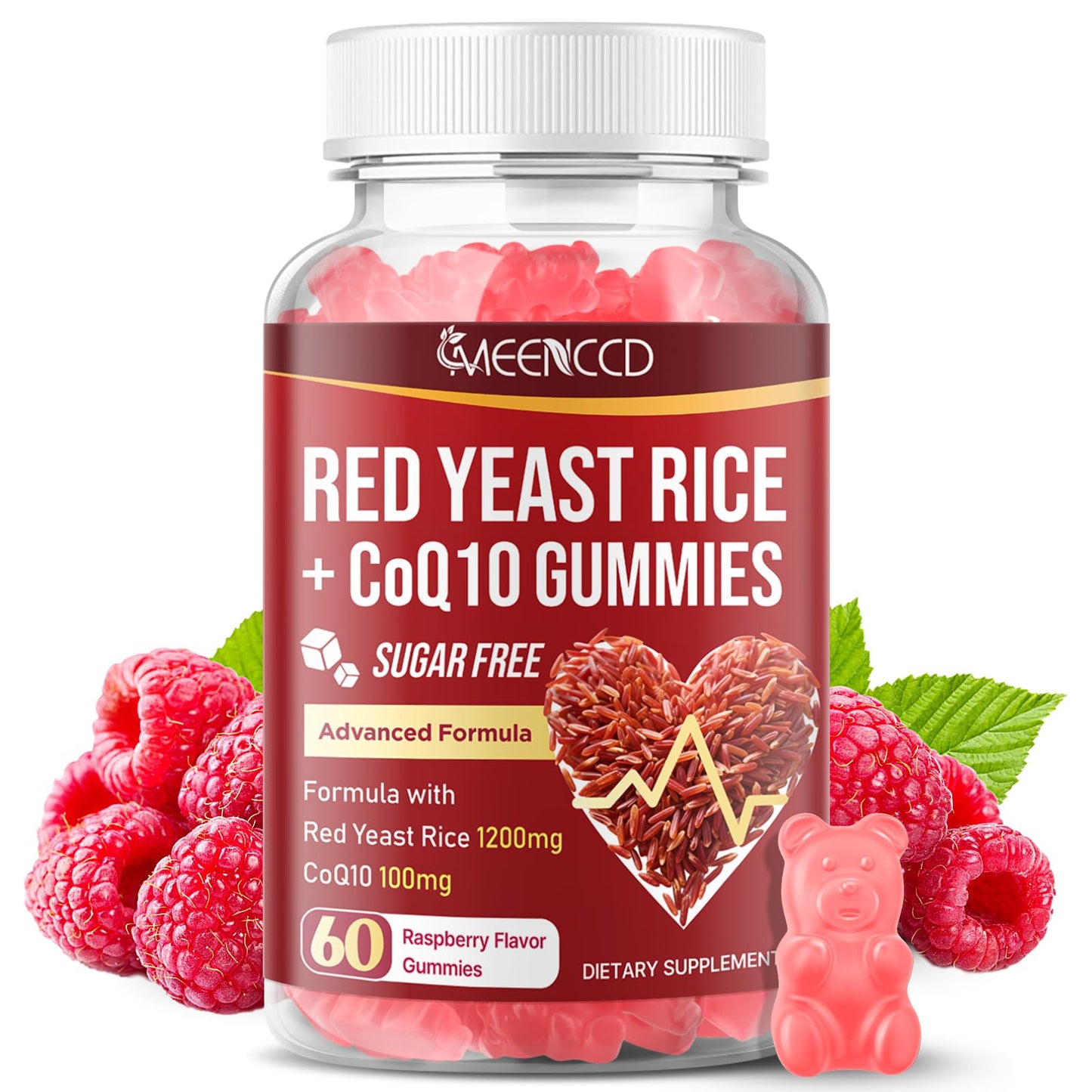 MEENCCD Red Yeast Rice with CoQ10 Gummies, 60 Count