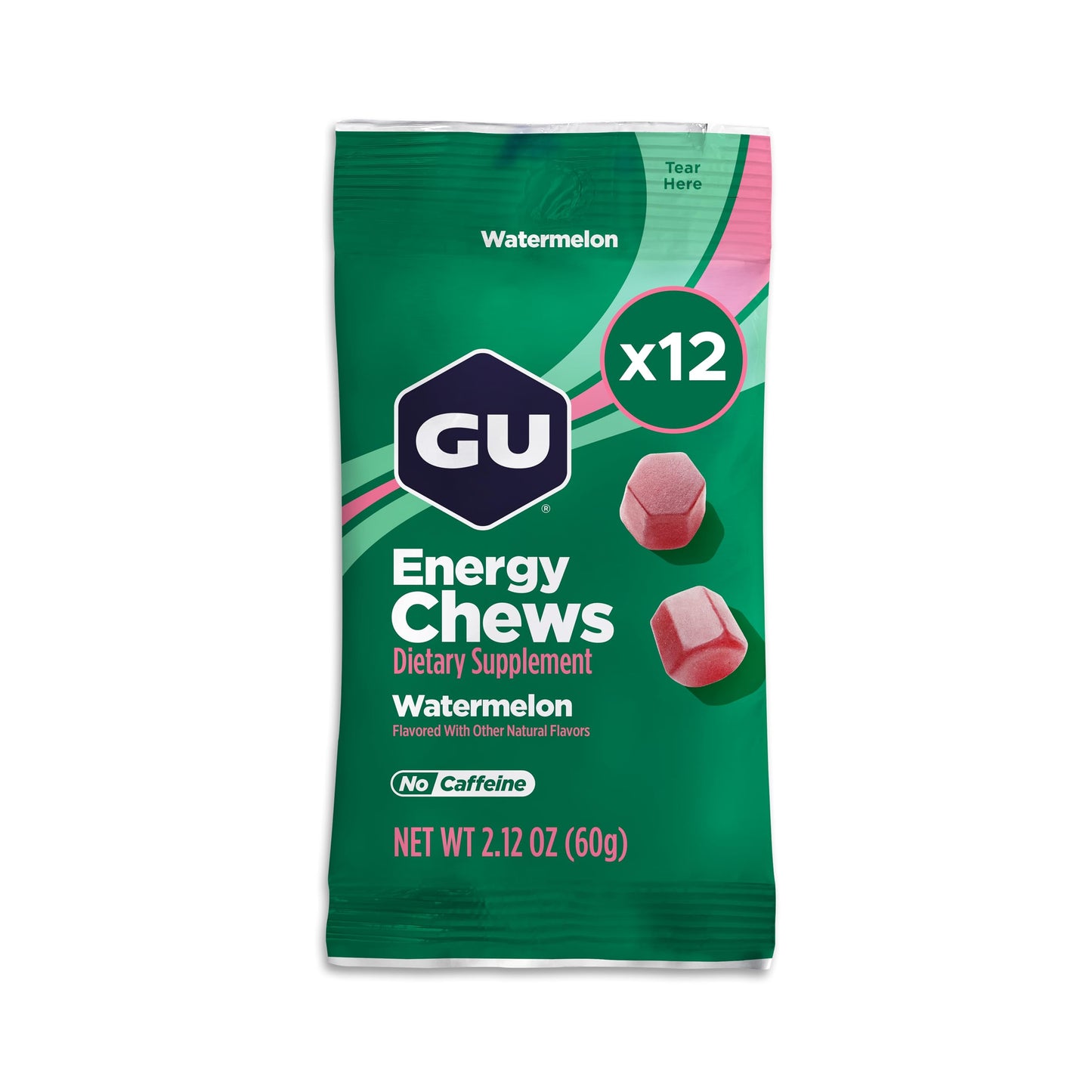 GU Energy Energy Chews Gummy, Watermelon, 12-Pack