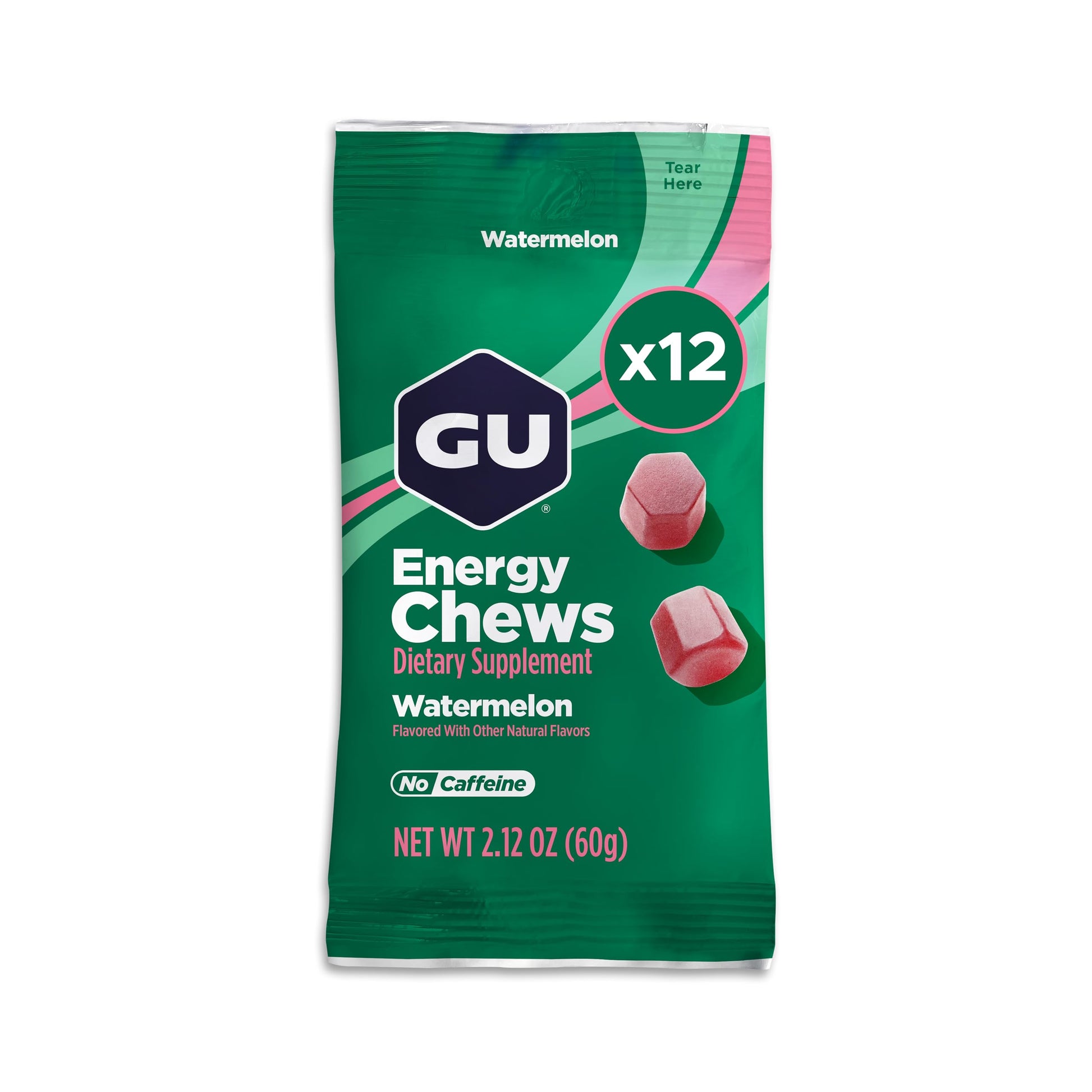 GU Energy Energy Chews Gummy, Watermelon, 12-Pack