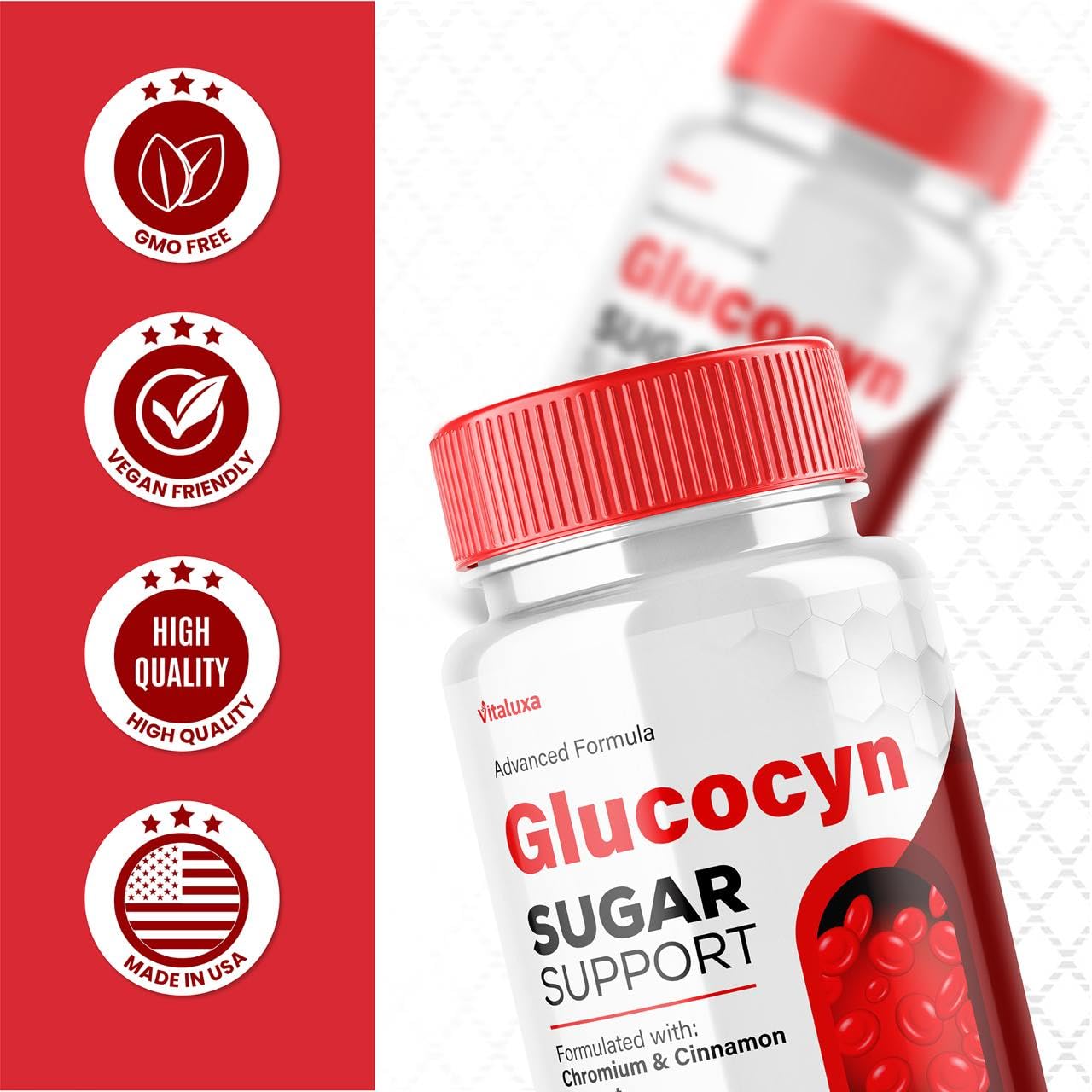 Vitaluxa Glucocyn Support Capsules 120 Count
