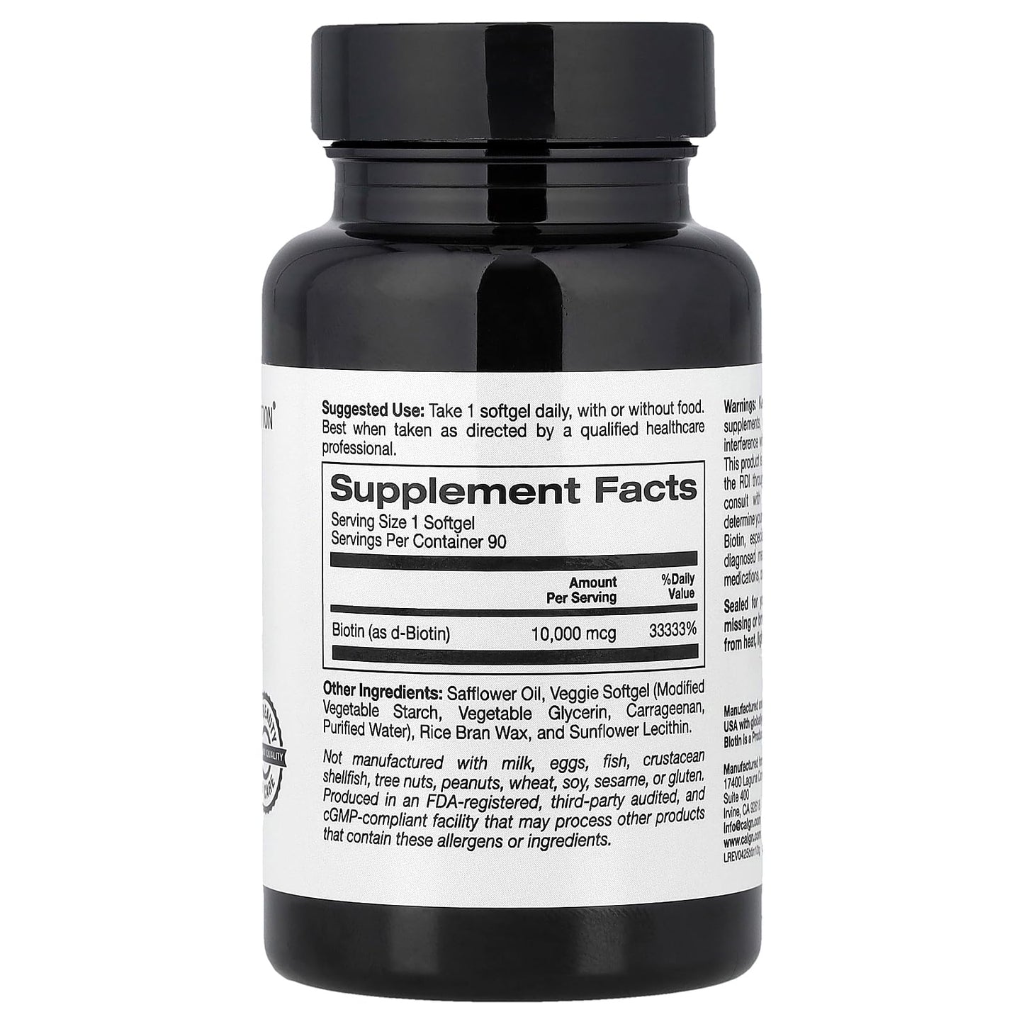 California Gold Nutrition Biotin, 10,000 mcg d-Biotin Softgels, 90 Softgels