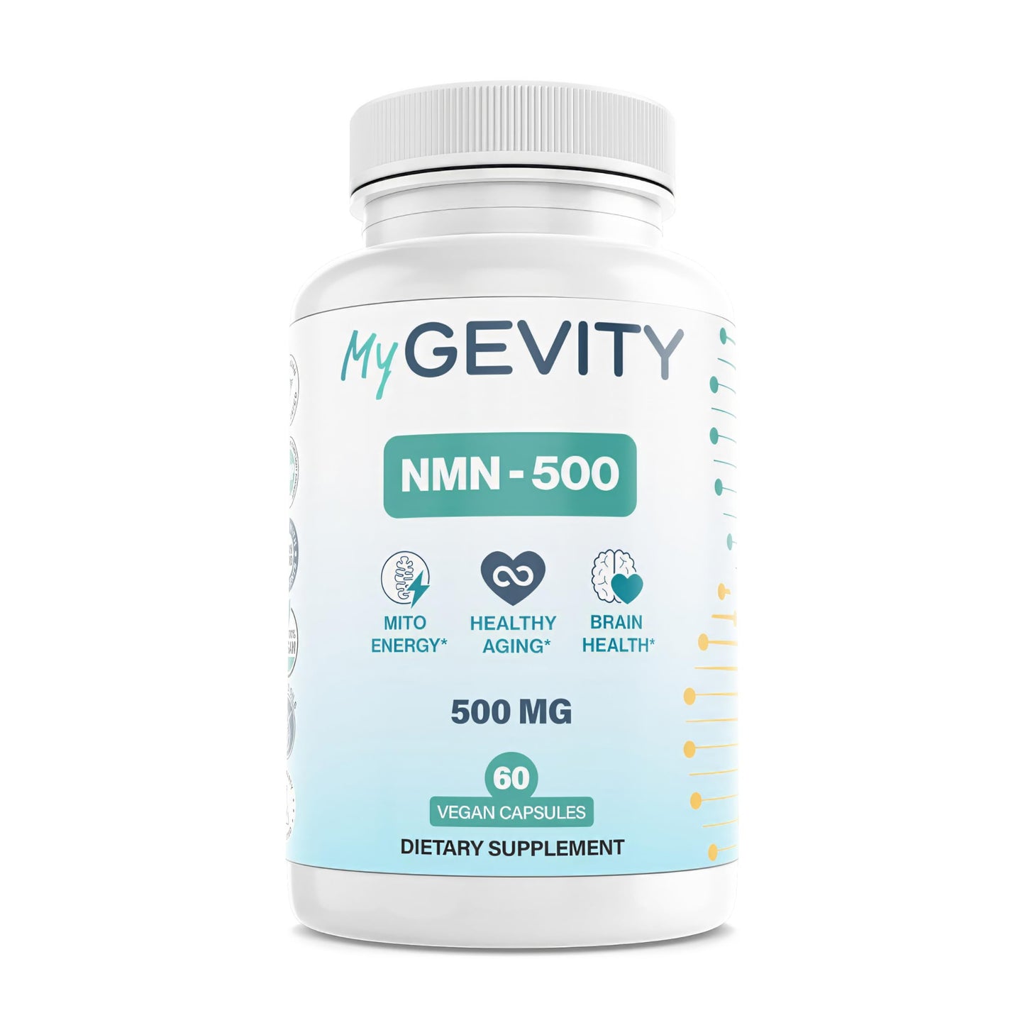 MyGevity NMN 500mg – 99%+ Purity Verified, Physician Formulated Nicotinamide Mononucleotide for NAD+ Support & Healthy Aging – 60 Capsules