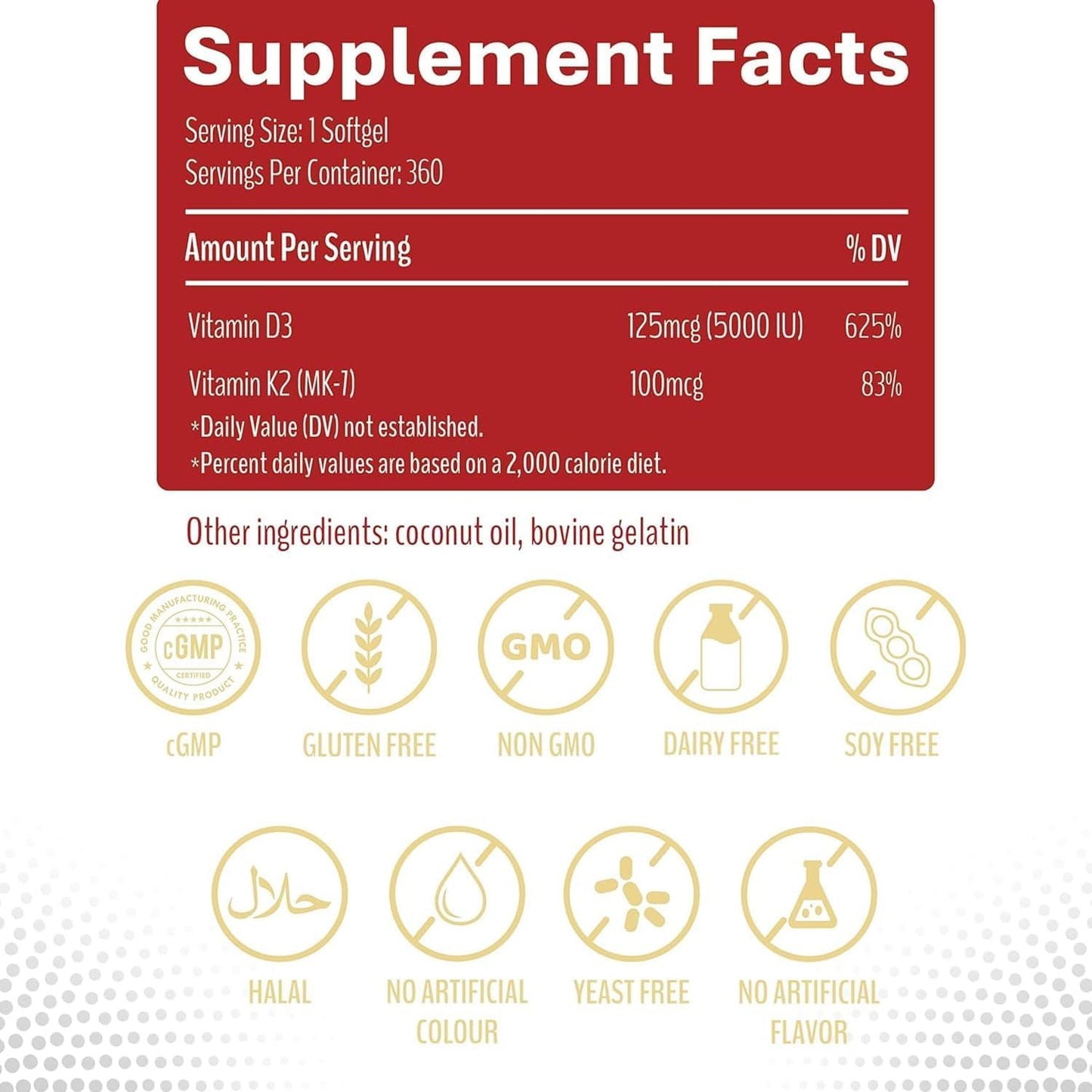 KEN Liposomal Vitamin D3 5000 IU + K2 (MK7) 100 mcg 360 Softgels