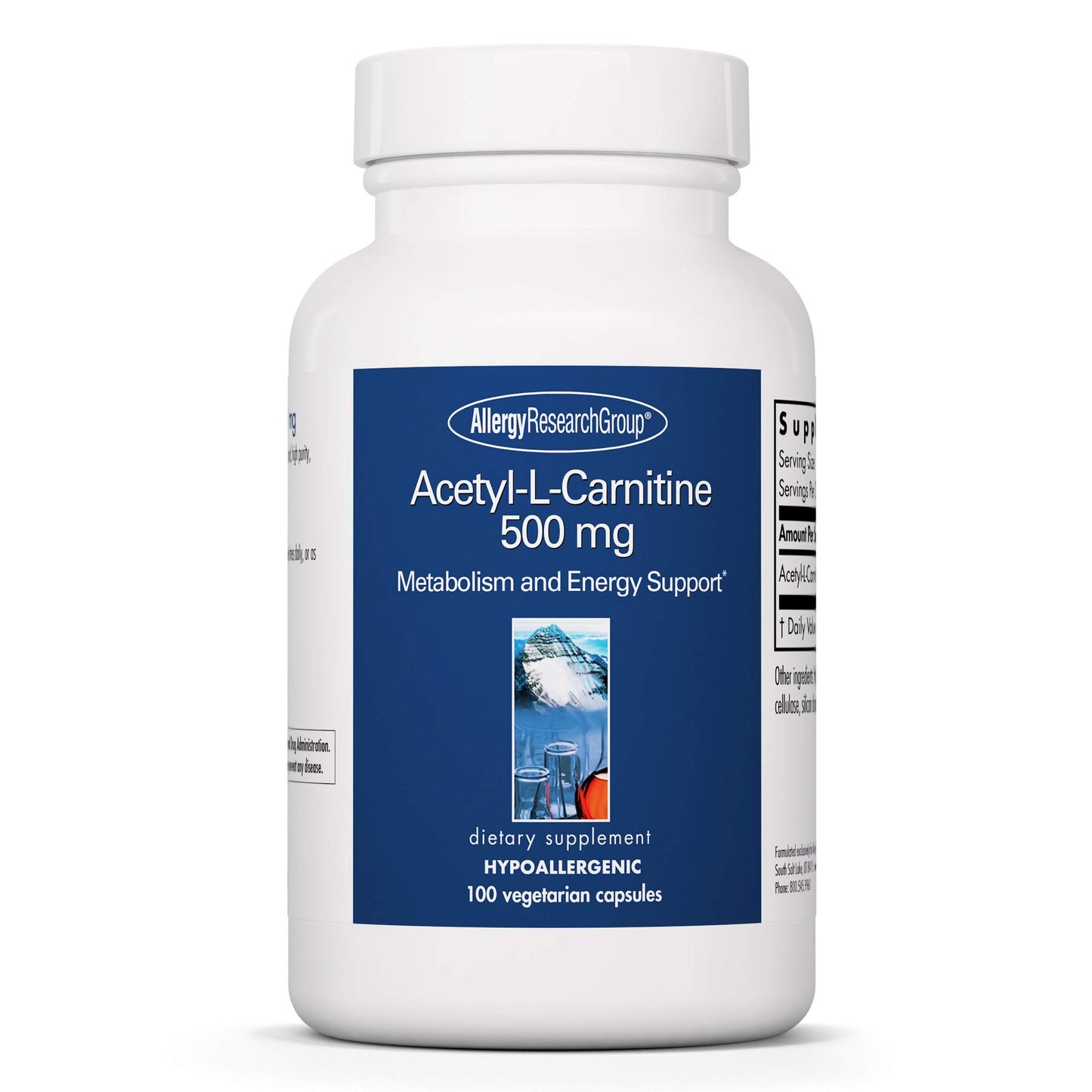 Allergy Research Group Acetyl L-Carnitine 500 mg Capsules, 100 Count