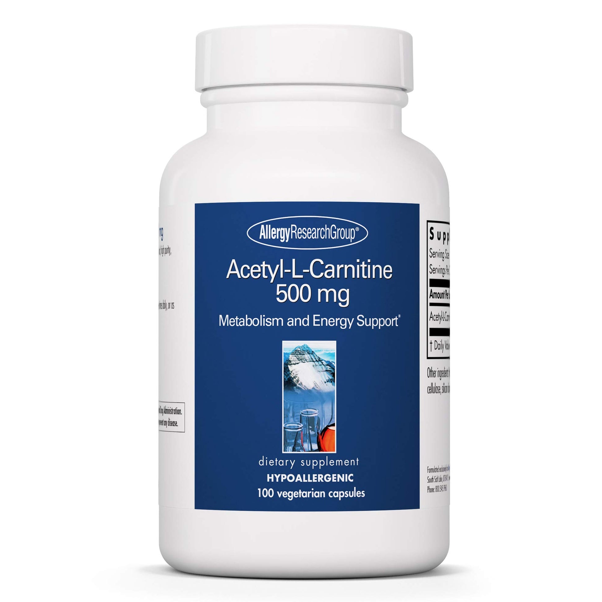 Allergy Research Group Acetyl L-Carnitine 500 mg Capsules, 100 Count