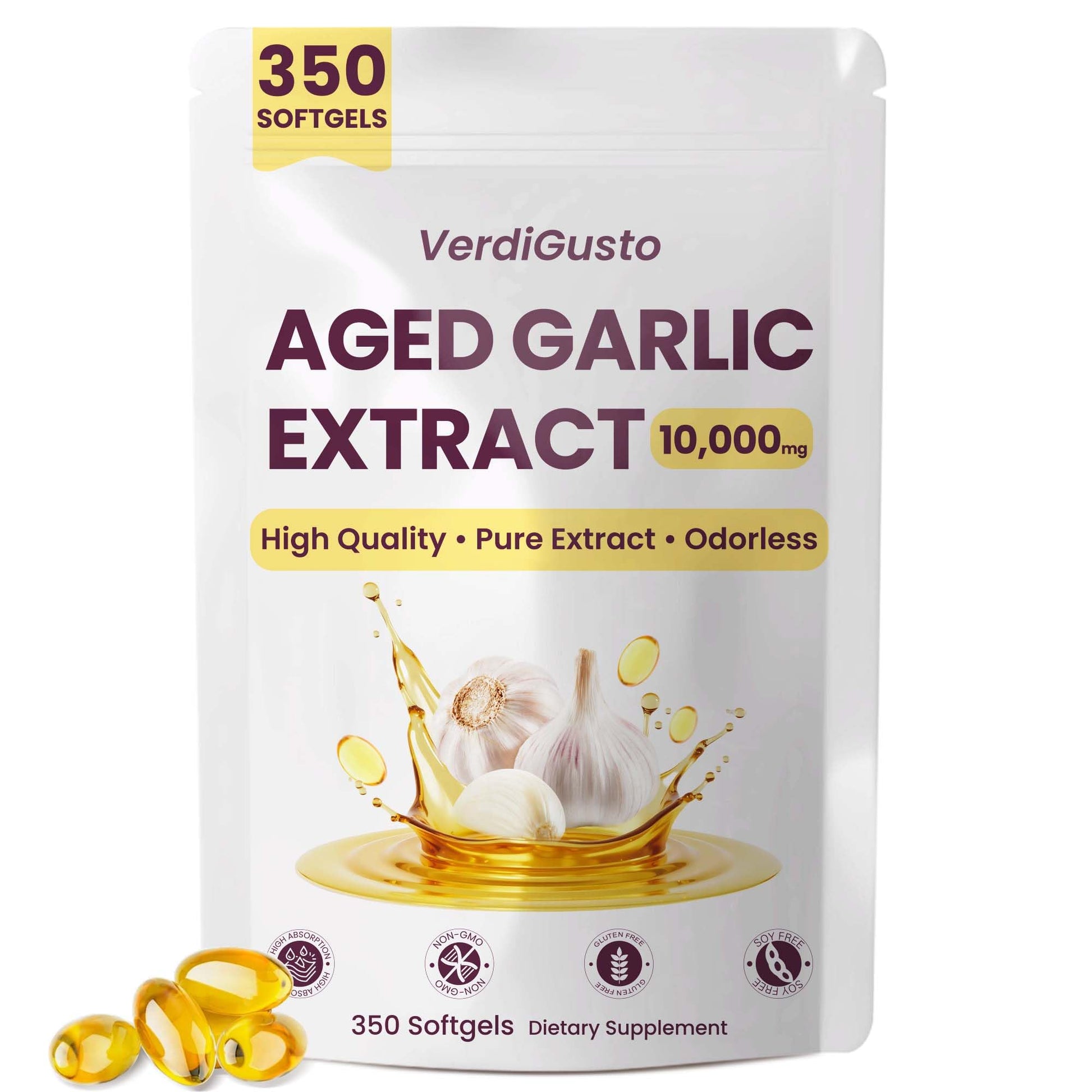 VerdiGusto Aged Garlic Extract 10000mg Softgels, 350 Count