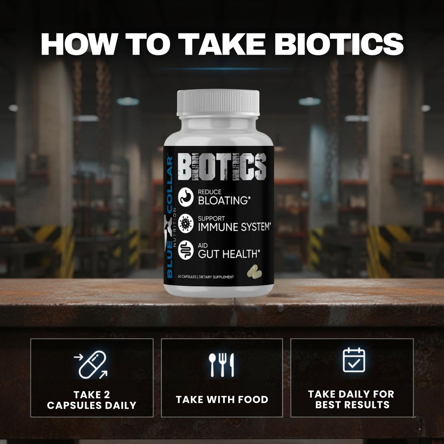 Blue Collar Nutrition Biotics 40 Billion CFU 60 Capsules