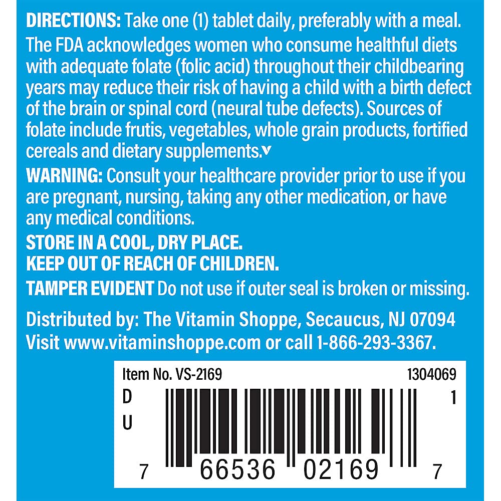 The Vitamin Shoppe Folic Acid 400mcg Tablets 300