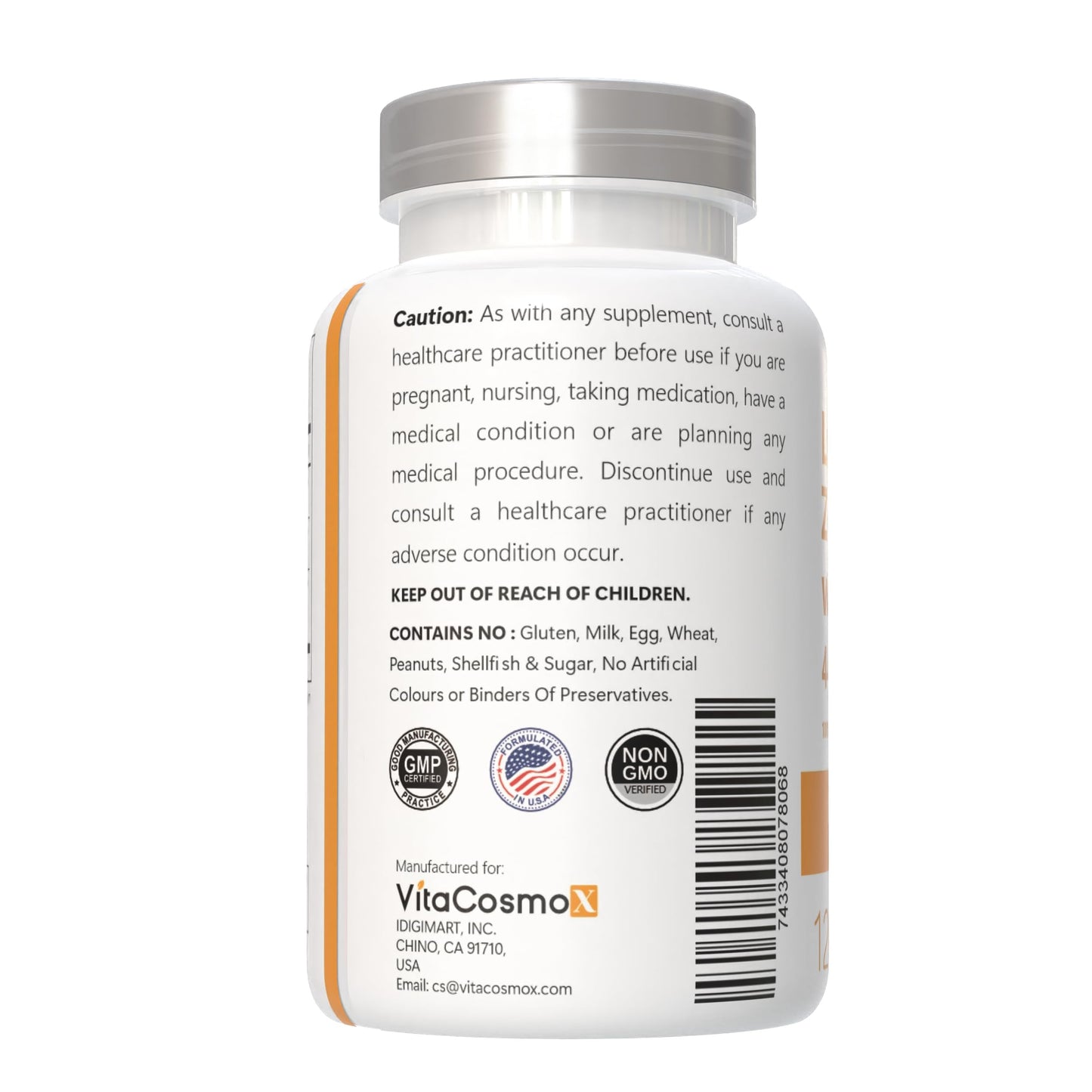 VitaCosmoX Lutein with Zeaxanthin Capsules 120 Count