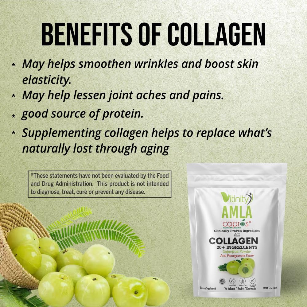VITINITY Amla Superfood Collagen Powder (Type 1 & Type 3), 5.7 oz