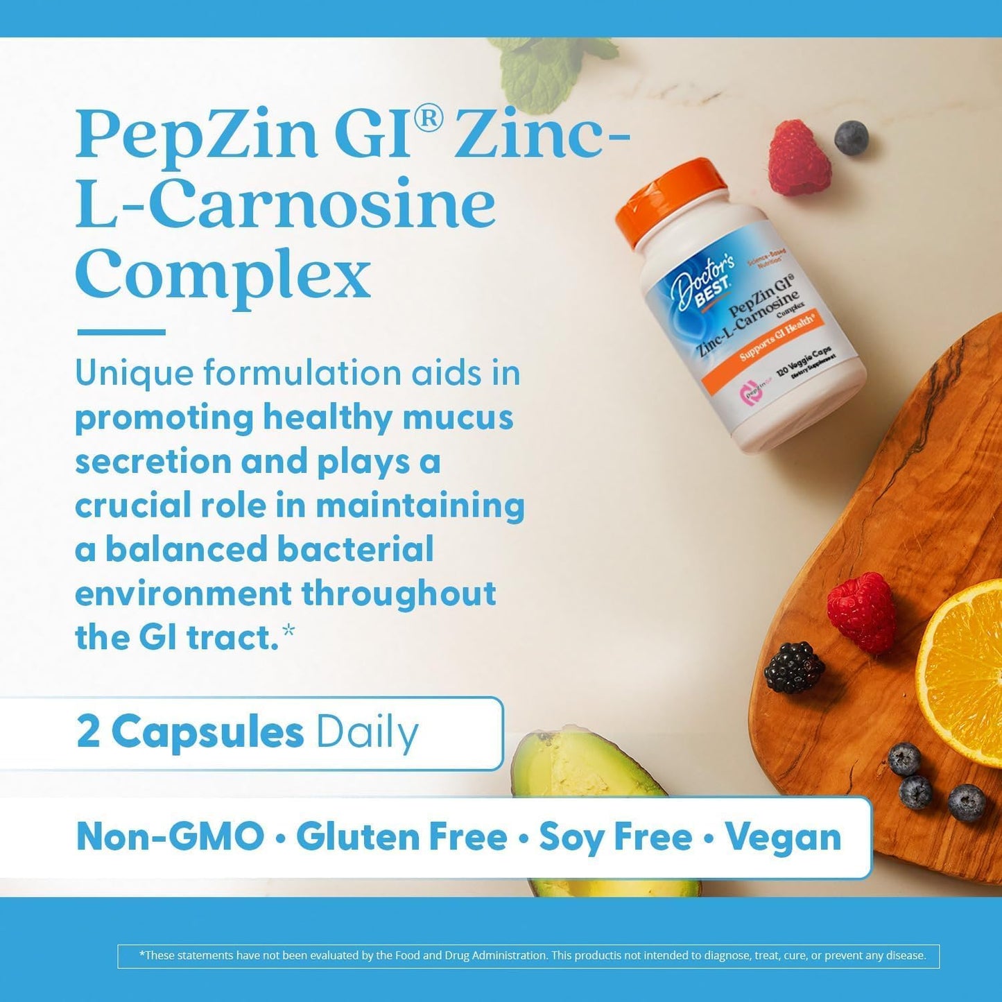Doctor's Best PepZin GI Zinc-L-Carnosine Complex Veg Capsules, 120 Veg Capsules