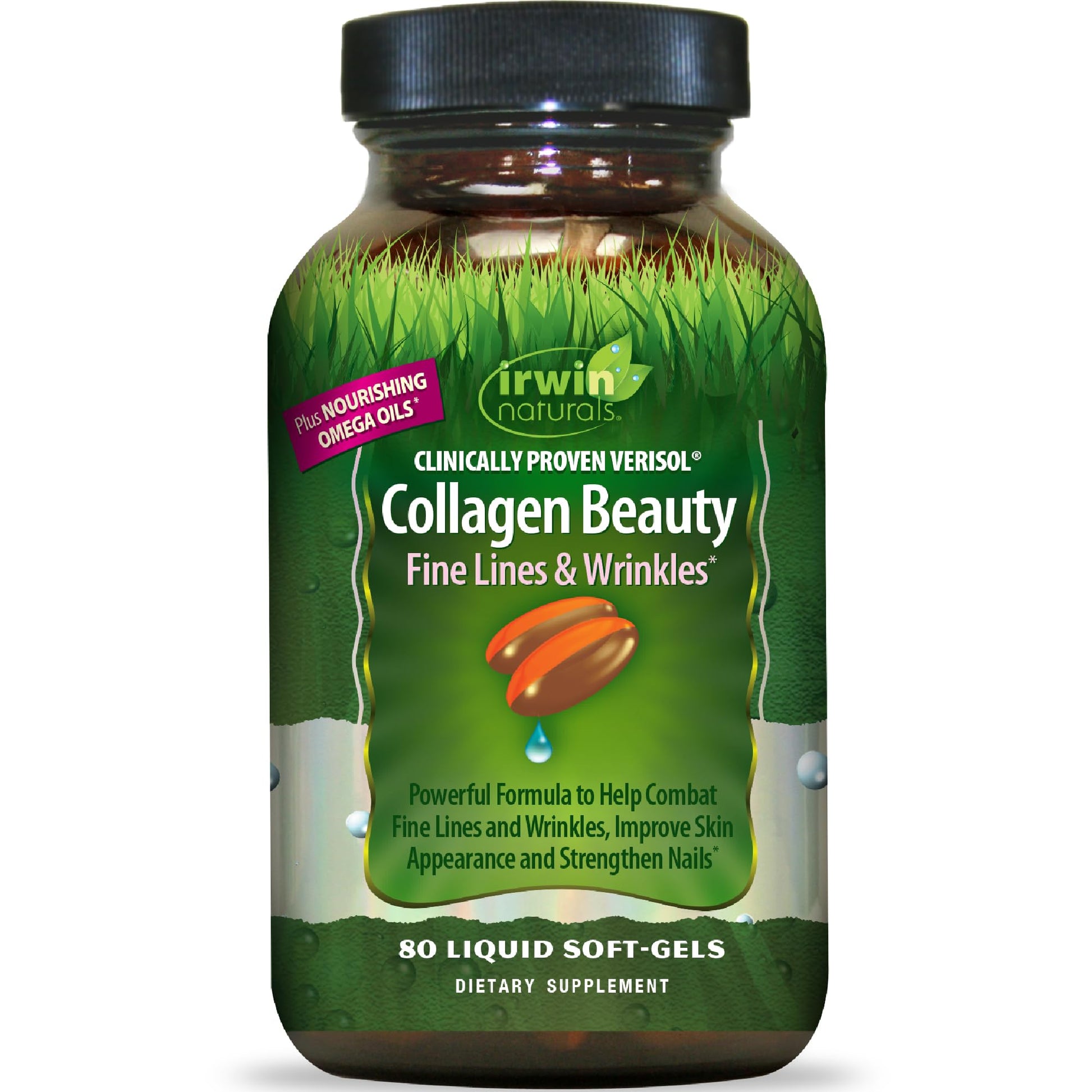 Irwin Naturals Collagen Beauty Supplement Hair Skin and Nails Vitamins Softgels 80 Count