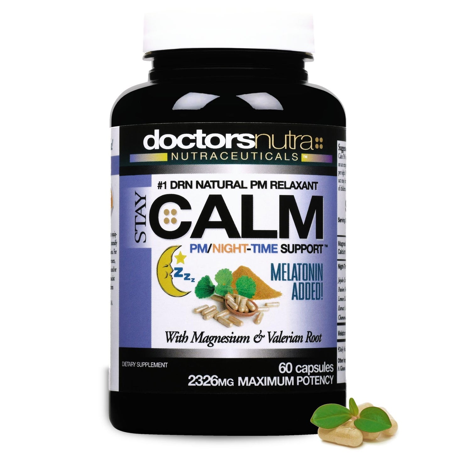 Doctors Nutra Nutraceuticals All Natural Night-Time Relief B-Calm-PM Support with Ashwagandha, Melatonin and More Capsules, 60 Count