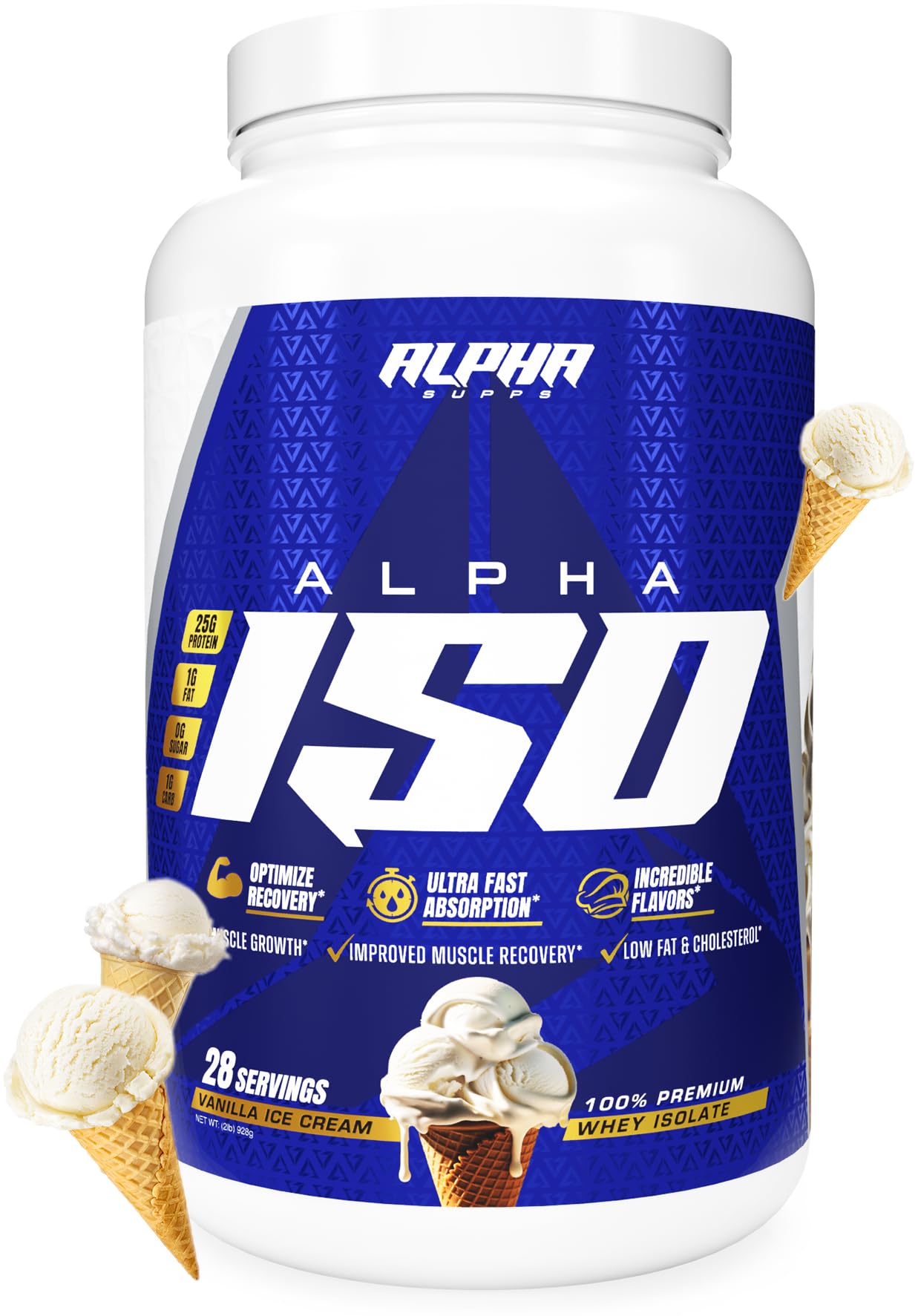 Alpha Supps ISO Low Carb 100% Whey Protein Isolate Powder, 32 Servings