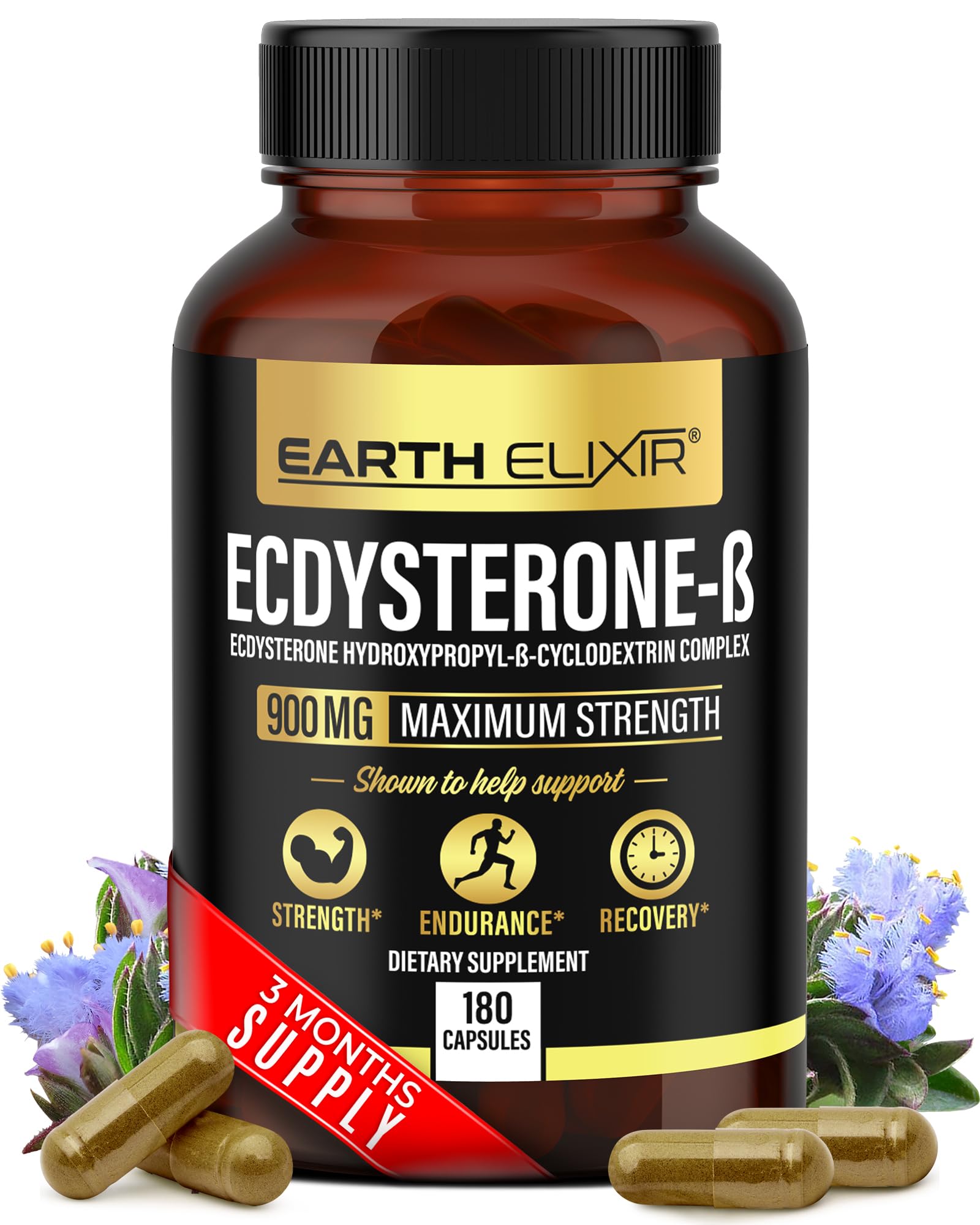 Earth Elixir Ecdysterone Supplements 900mg Capsule 180 Count