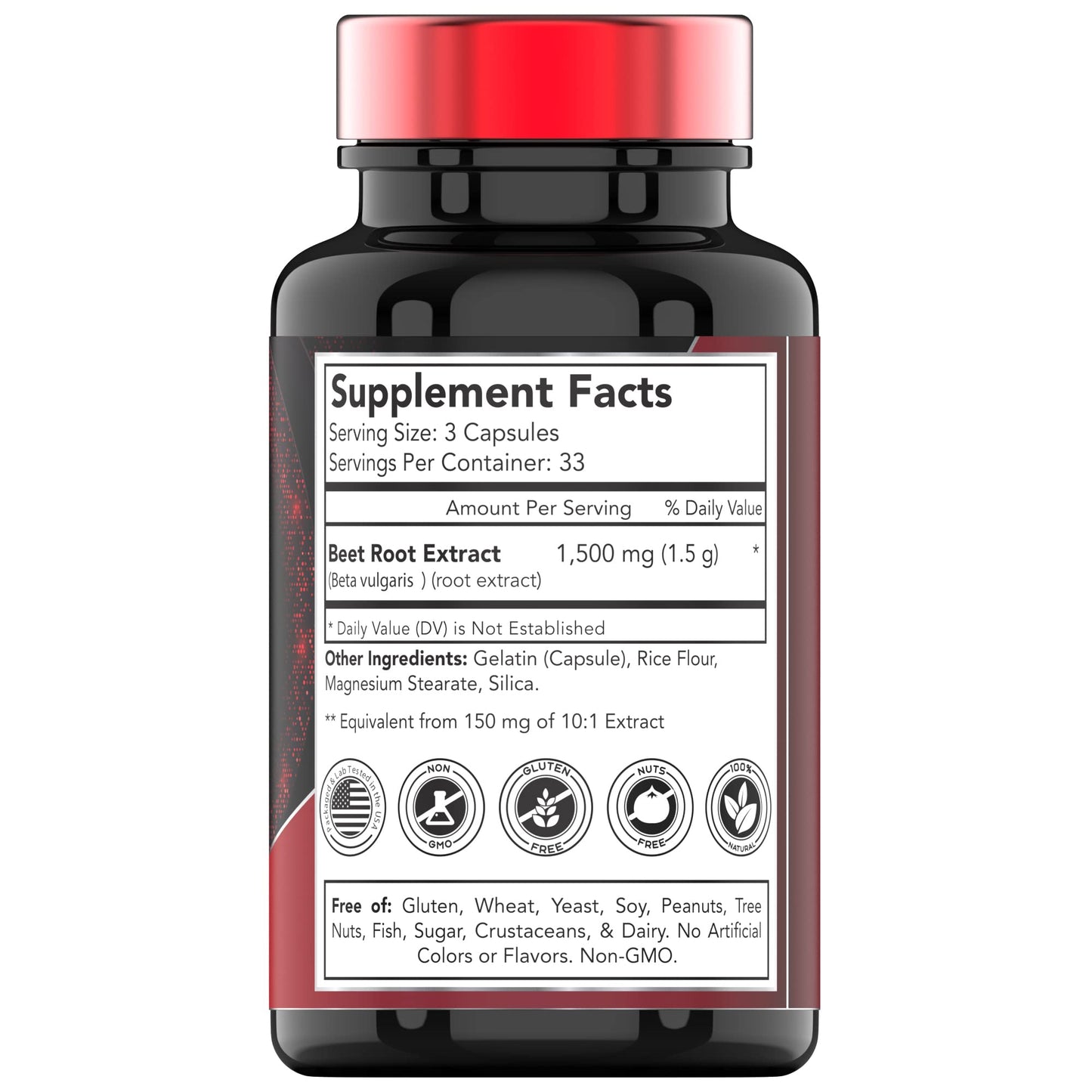 TNVitamins Beet Root 1500 mg Capsules, 100 Count