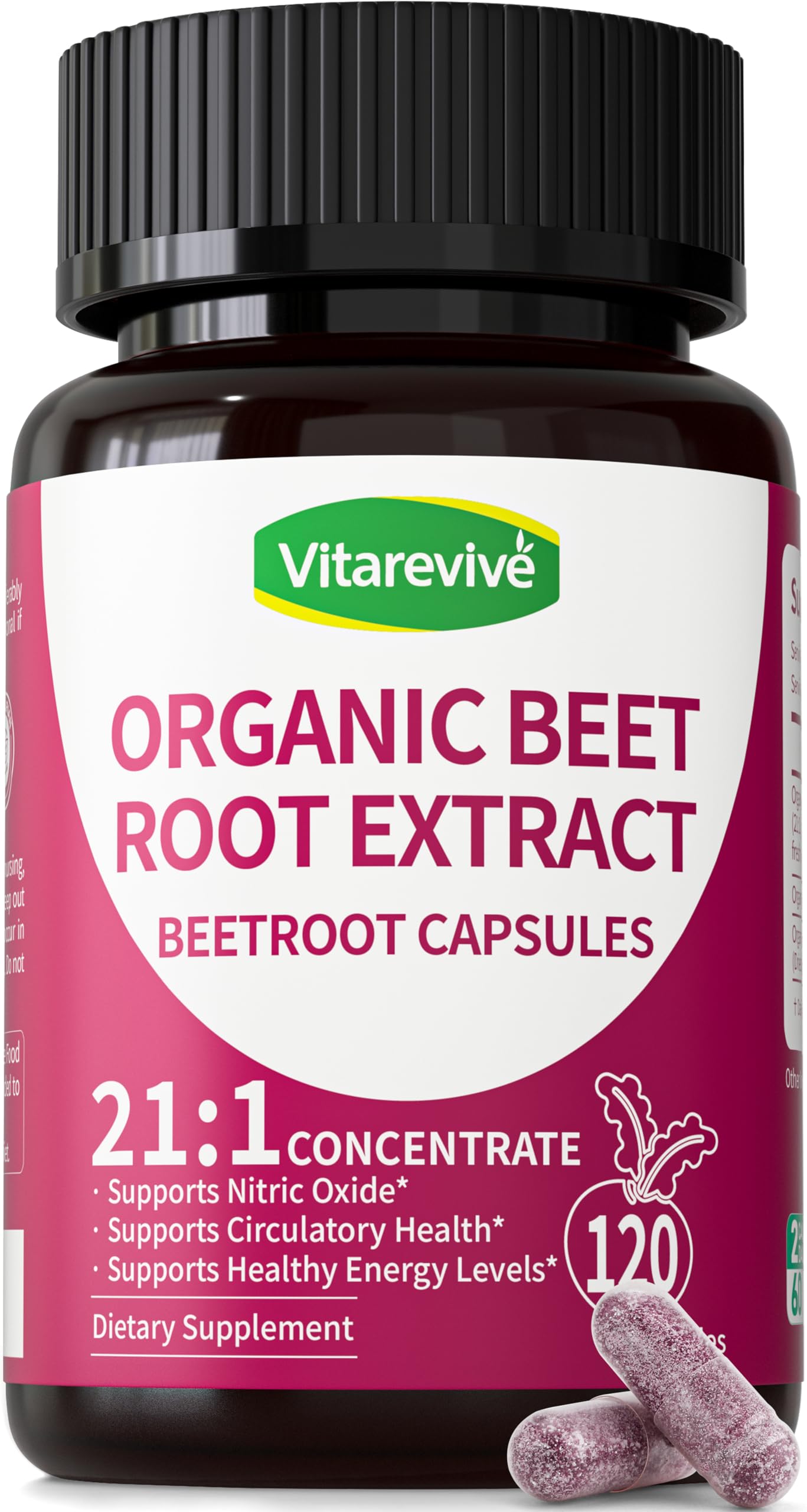 Vitarevive Organic Beet Root Capsules 120 Count