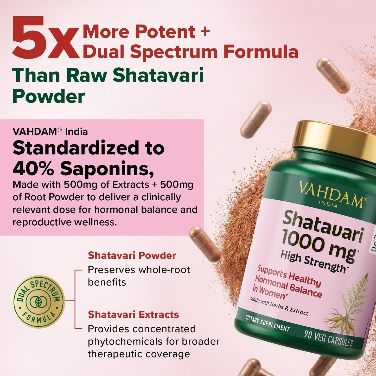VAHDAM Shatavari 1000mg Capsules, 90 Capsules