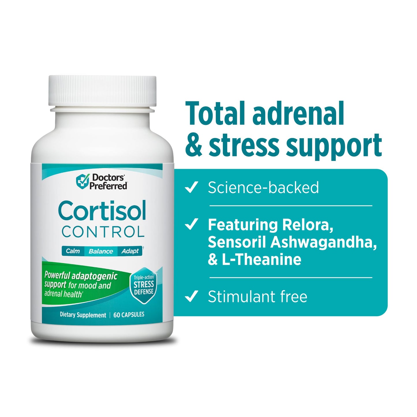 Doctors' Preferred Cortisol Control, Adrenal & Stress Support Capsules, 60 Count