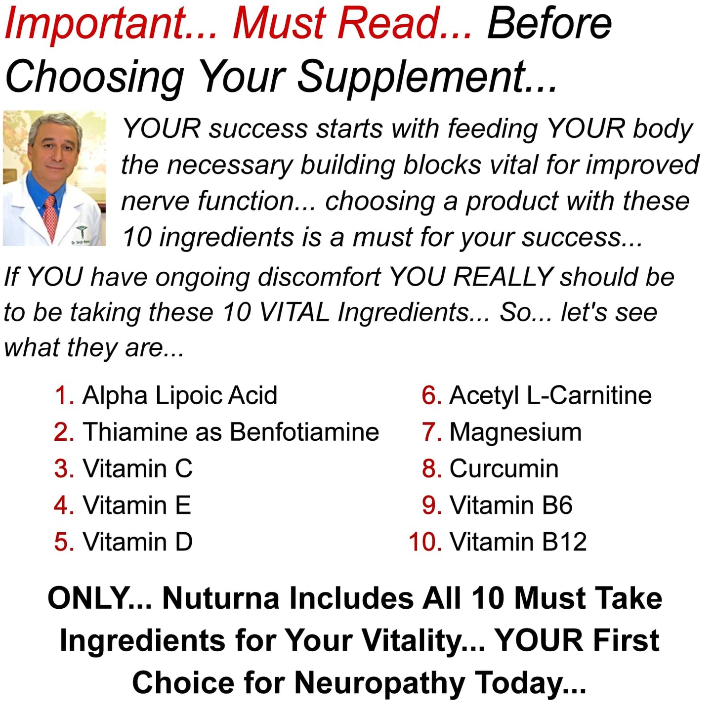 Nuturna Neuropathy Nerve Support Supplement with 600 mg Pure Alpha Lipoic Acid, Maximum Strength Capsule, 120 Capsules