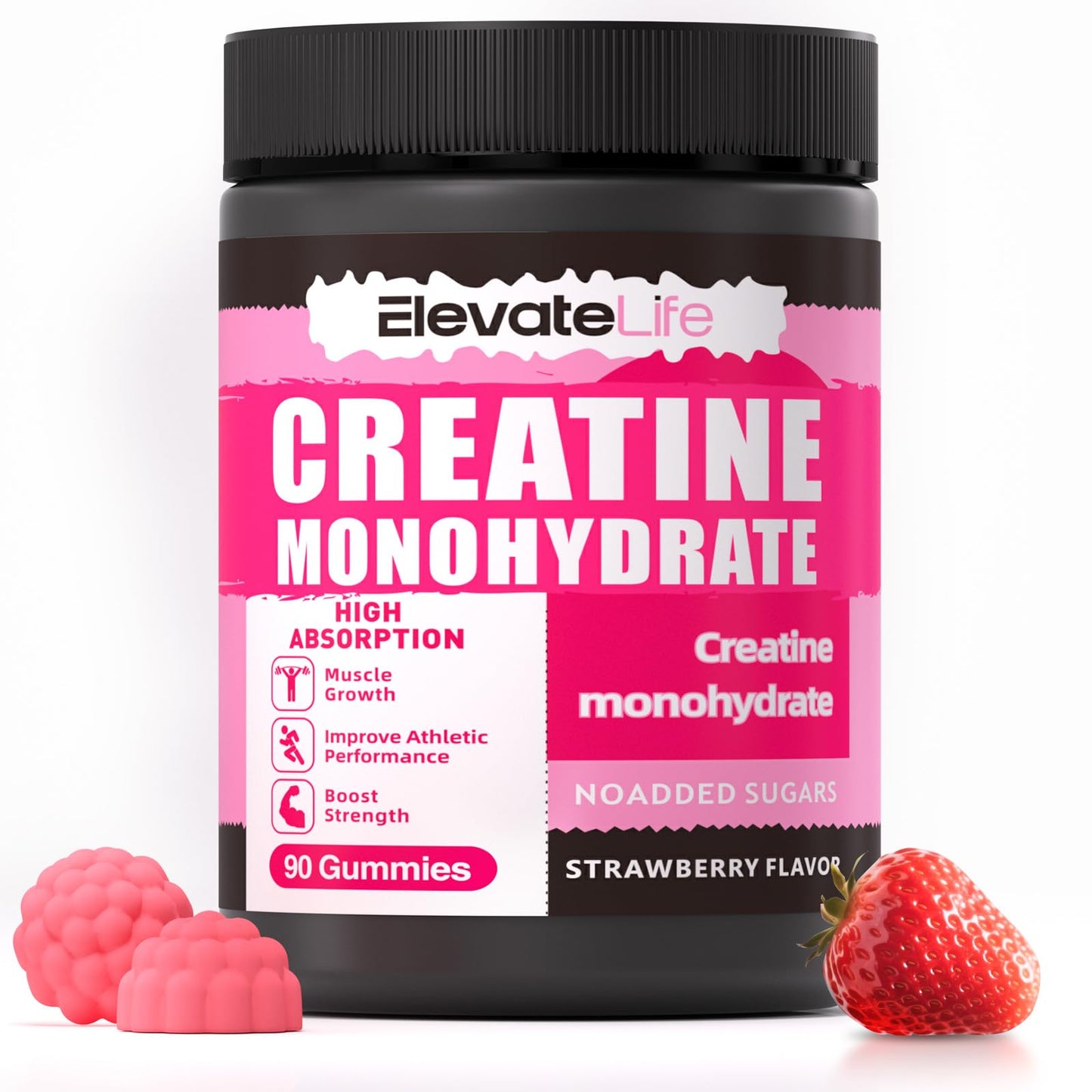 ElevateLife Creatine Monohydrate Gummy 5000mg, 90 Count