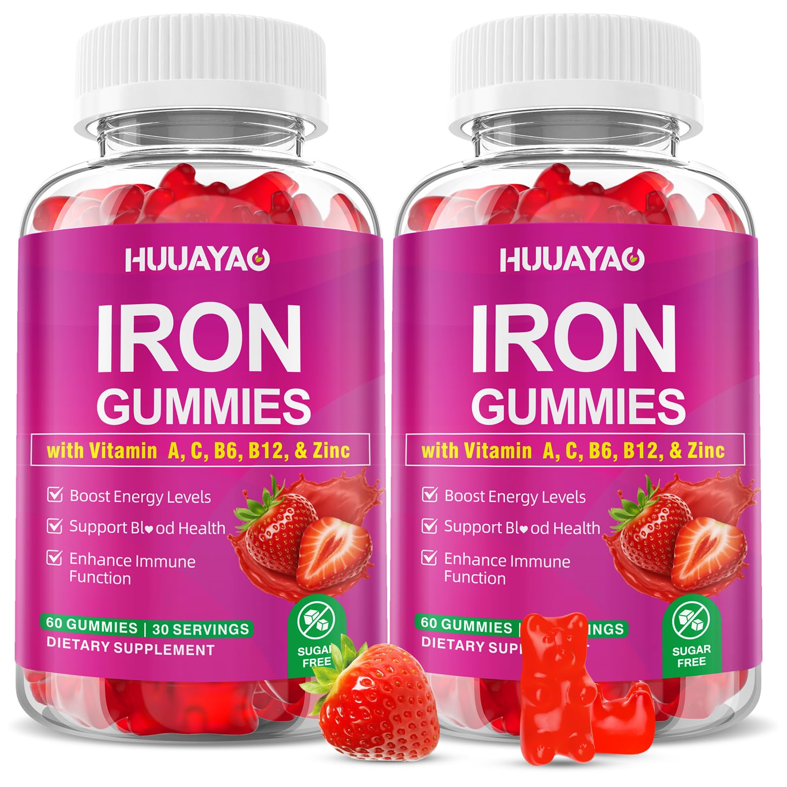 HUUAYAO Iron Supplement Gummies 120 Count