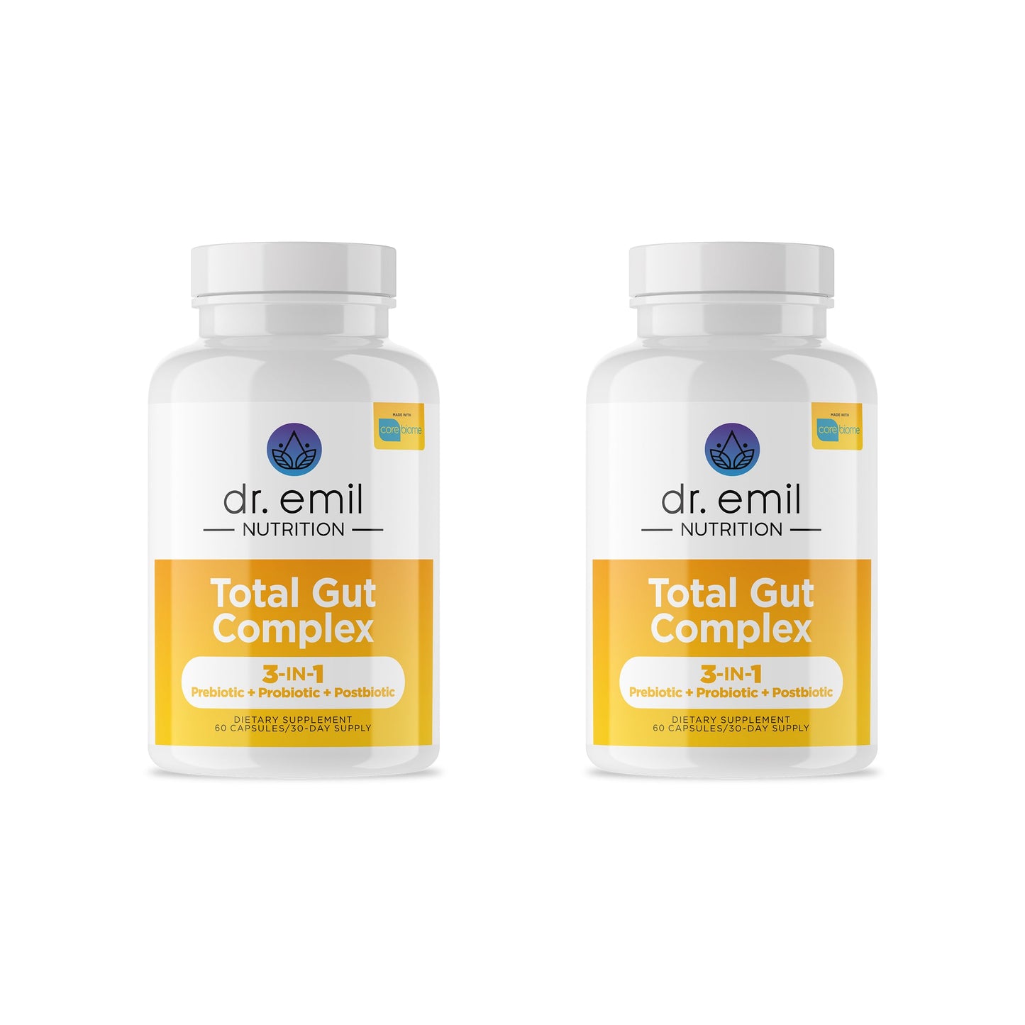 Dr. Emil Nutrition Total Gut Health Complex Prebiotic, Probiotic & Postbiotic Supplement Capsule 60 Capsules (Pack of 2)