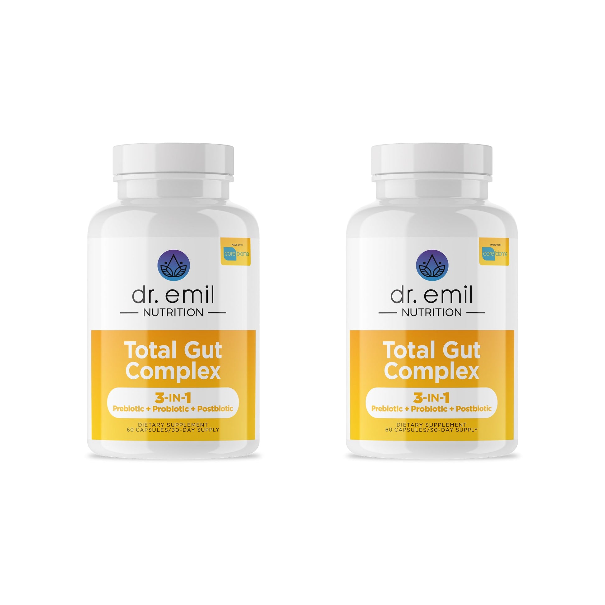 Dr. Emil Nutrition Total Gut Health Complex Prebiotic, Probiotic & Postbiotic Supplement Capsule 60 Capsules (Pack of 2)