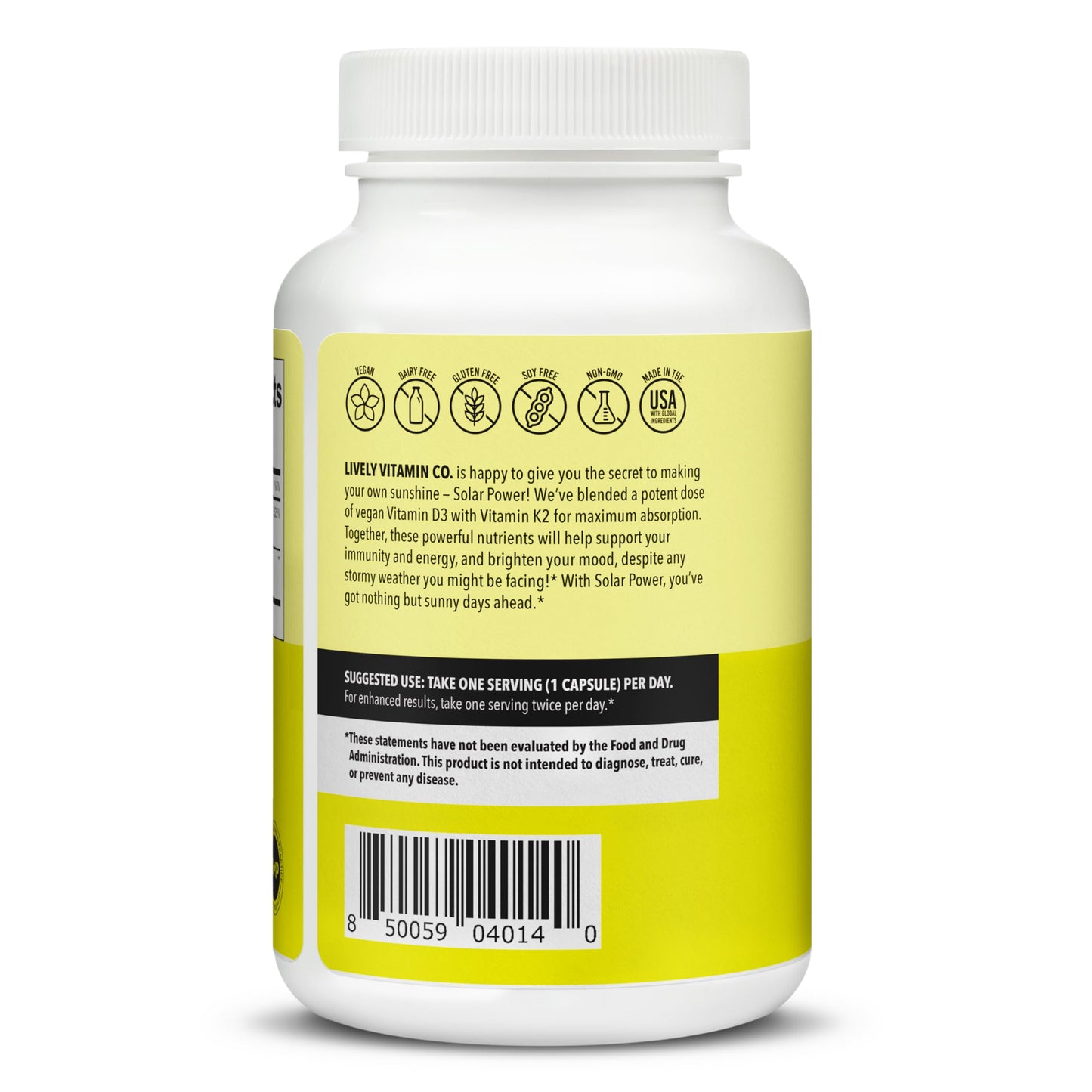 LIVELY VITAMIN CO Vitamin D3 5000 IU with MK7 Capsule, 180 Count