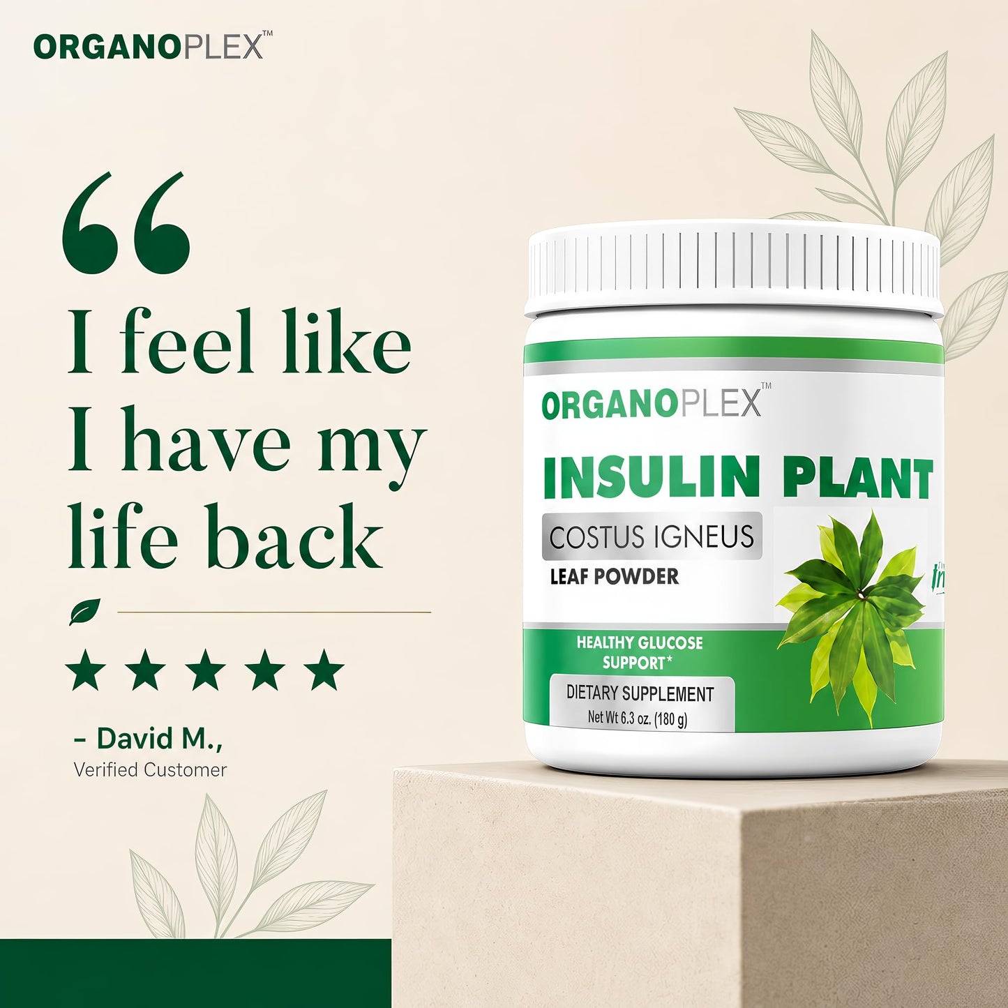 ORGANOPLEX Insulin Plant Powder Blood Sugar Support Supplement 6.4 oz