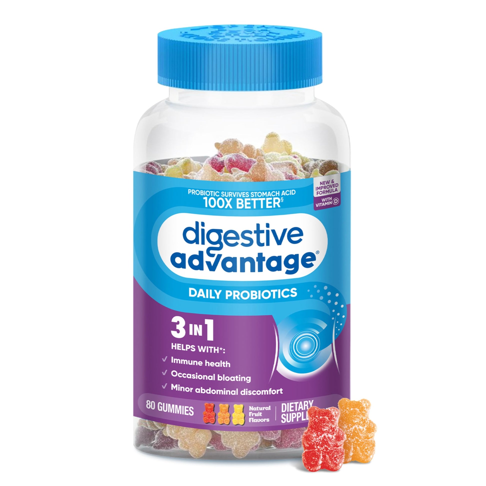 Digestive Advantage Probiotic Gummies for Digestive Health 80 Count