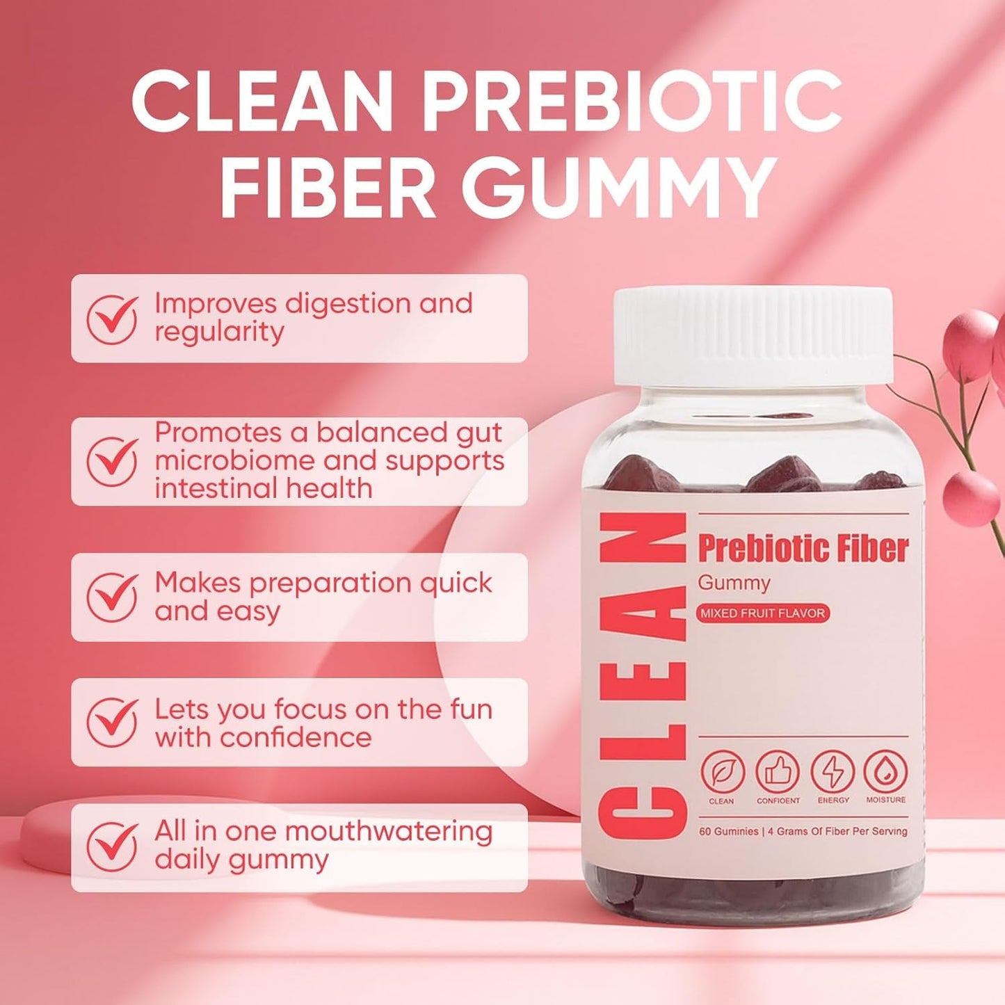6525080 Clean Prebiotic Fiber Gummy, 1 Count
