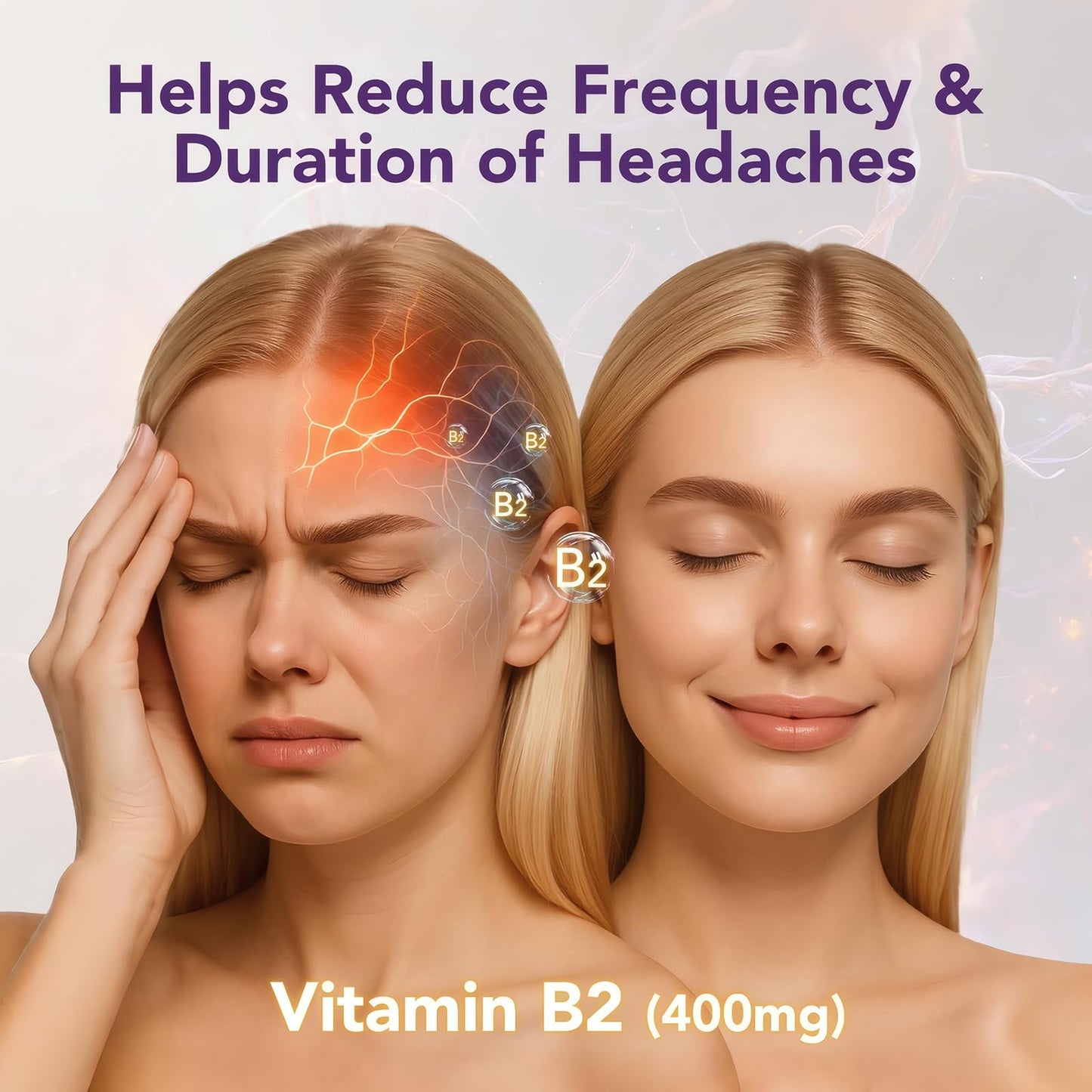 ourui one Vitamin B2 Gummies 400mg Riboflavin with CoQ10 150mg Magnesium 200mg for Kids & Adults, Nervous System & Skin Health, 120 Gummies