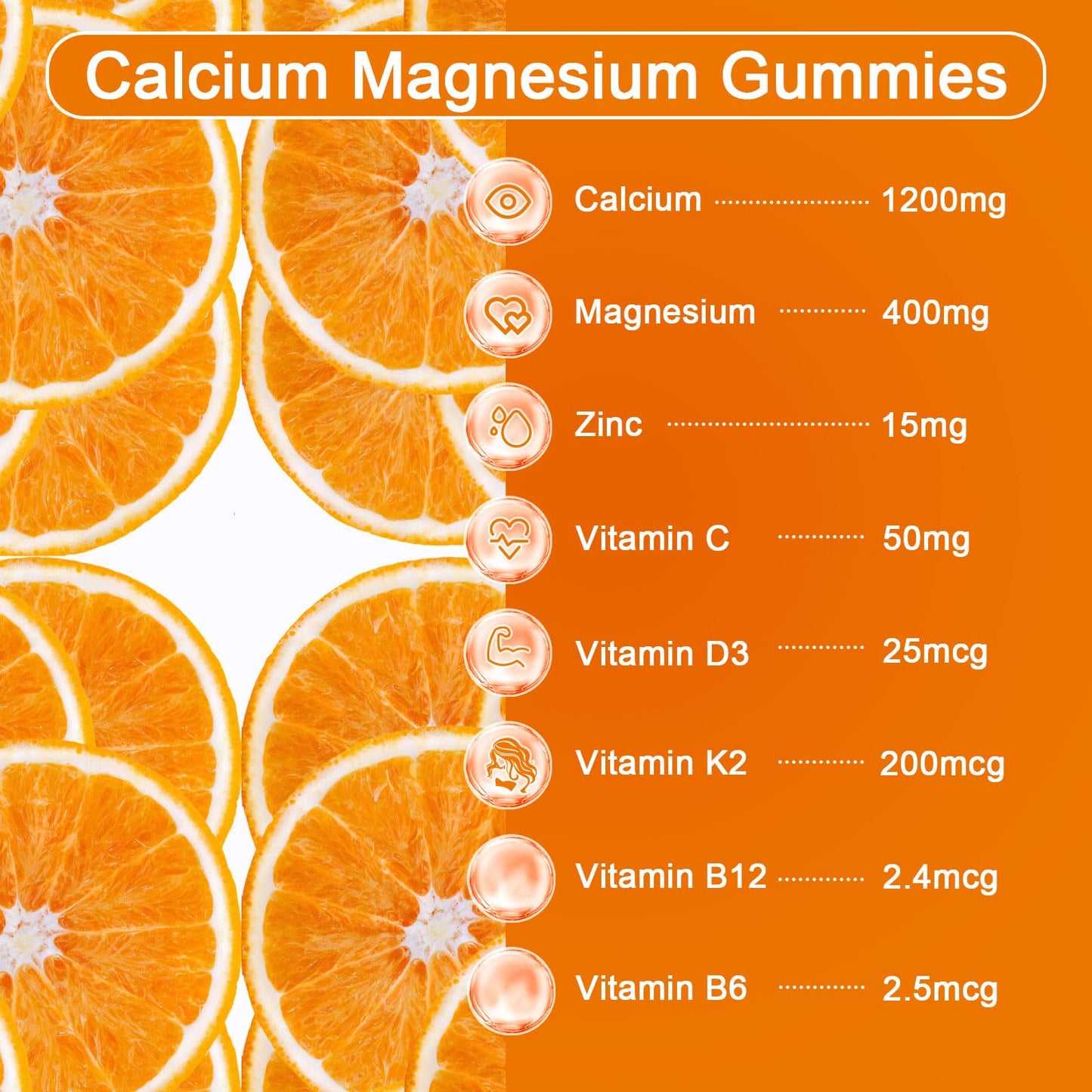 Fajeckma Calcium Magnesium Zinc Gummies 120 Count