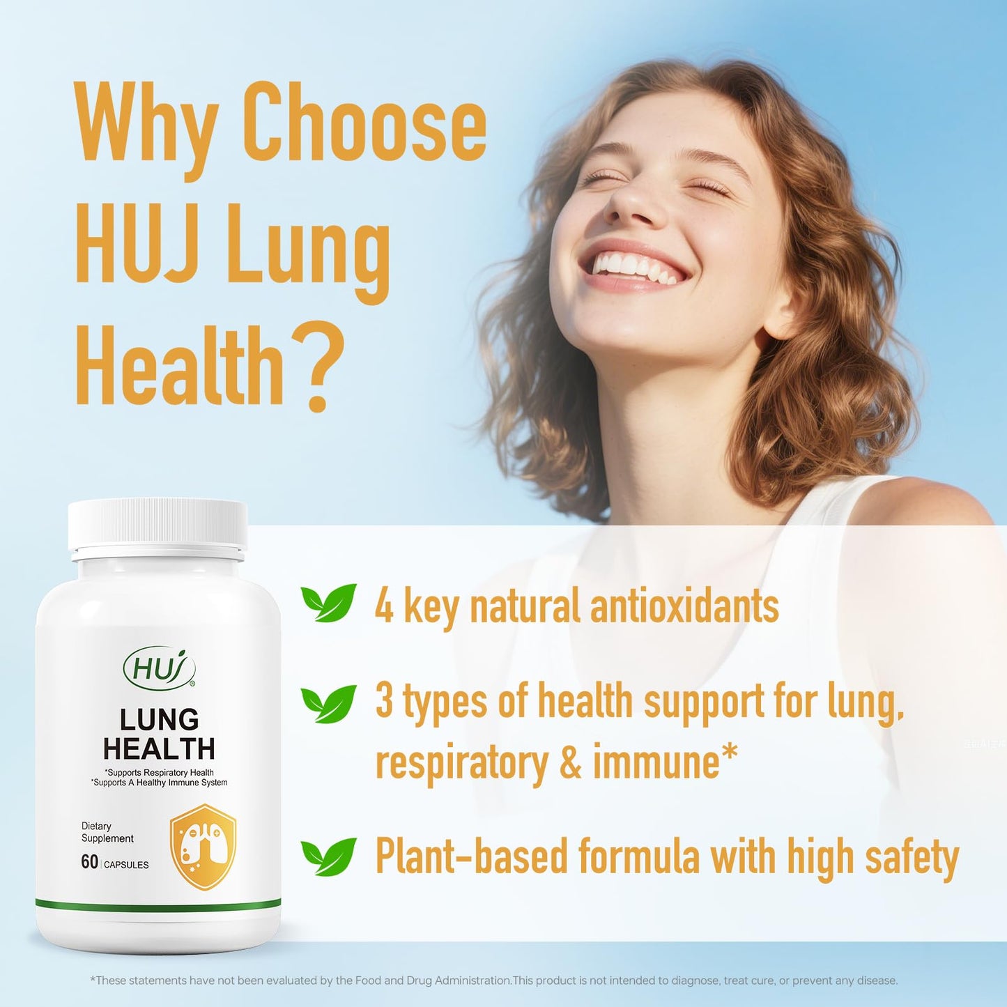 HUJ Lung Health Supplement Capsule, 60 Capsules
