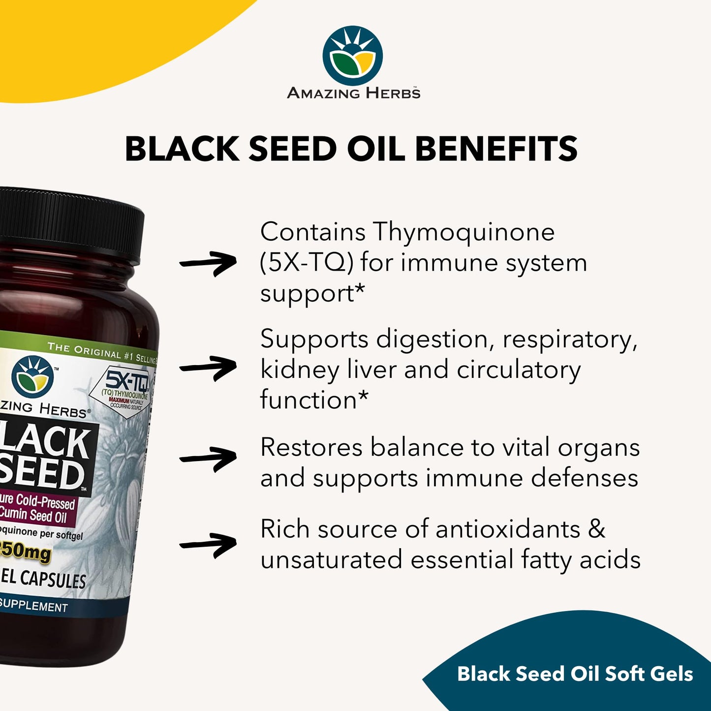 Amazing Herbs Premium Black Cumin Seed Oil Capsule 60 Count