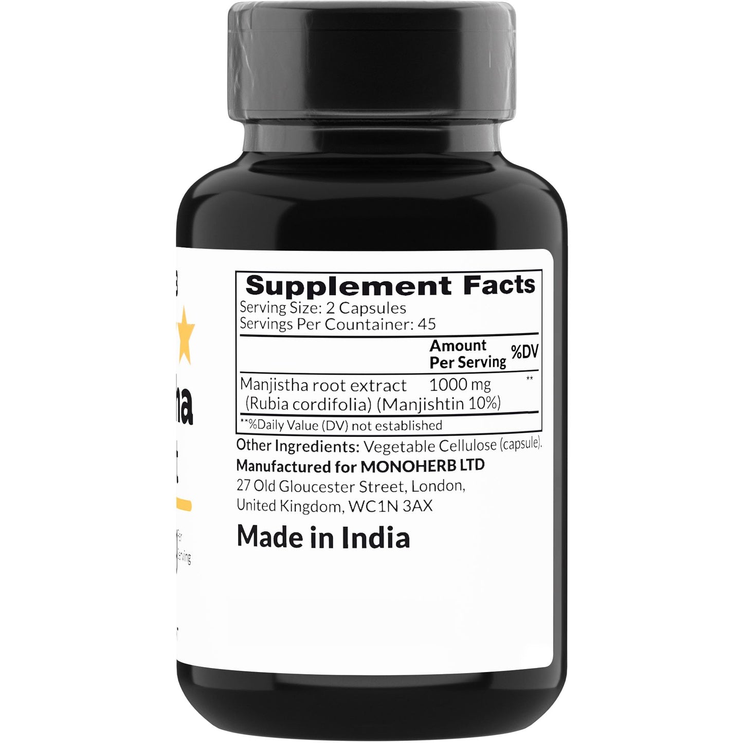 MONOHERB Manjistha 1000 mg Capsules, 90 Count