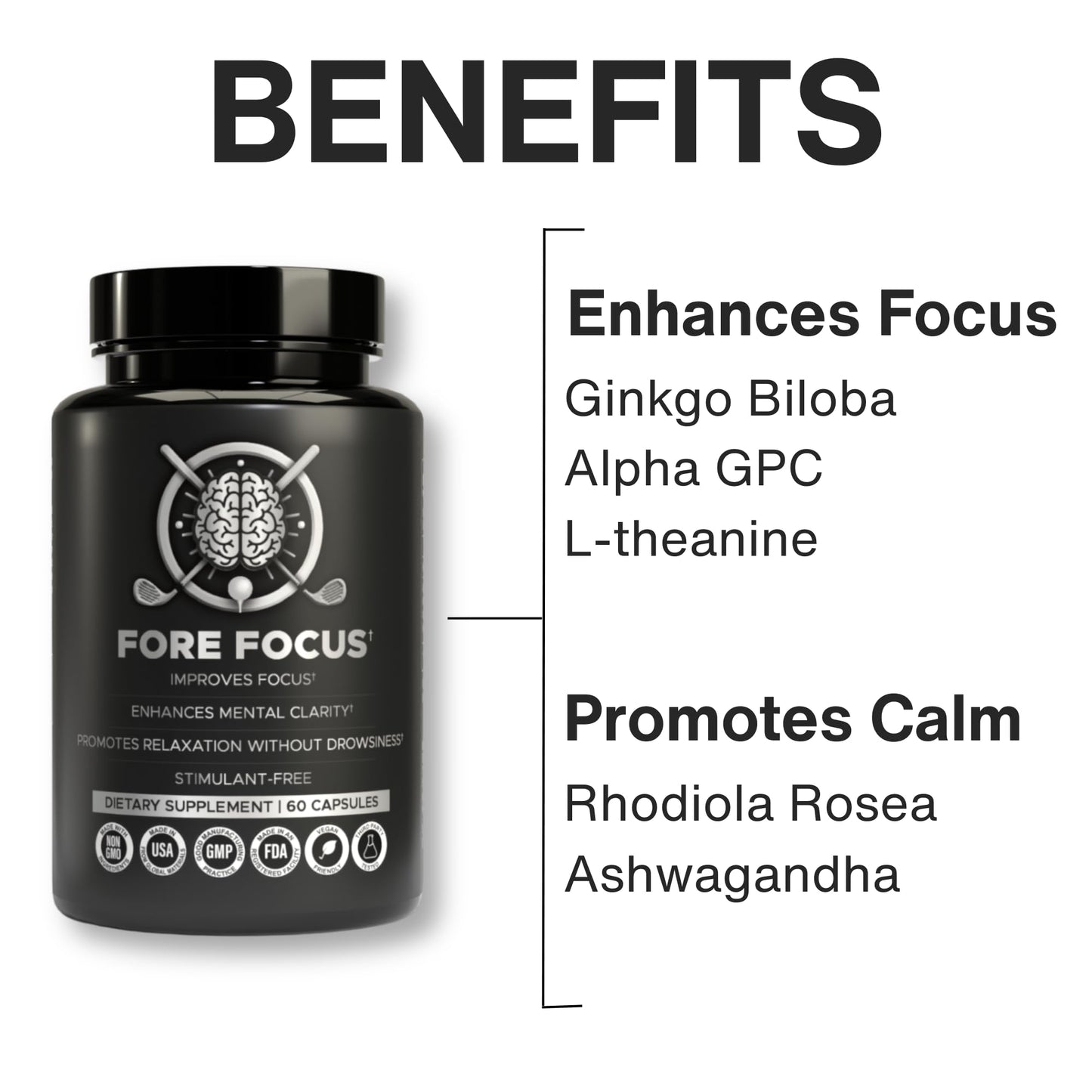 Fore Focus Brain Supplement for Memory and Focus Capsule, 60 Count
