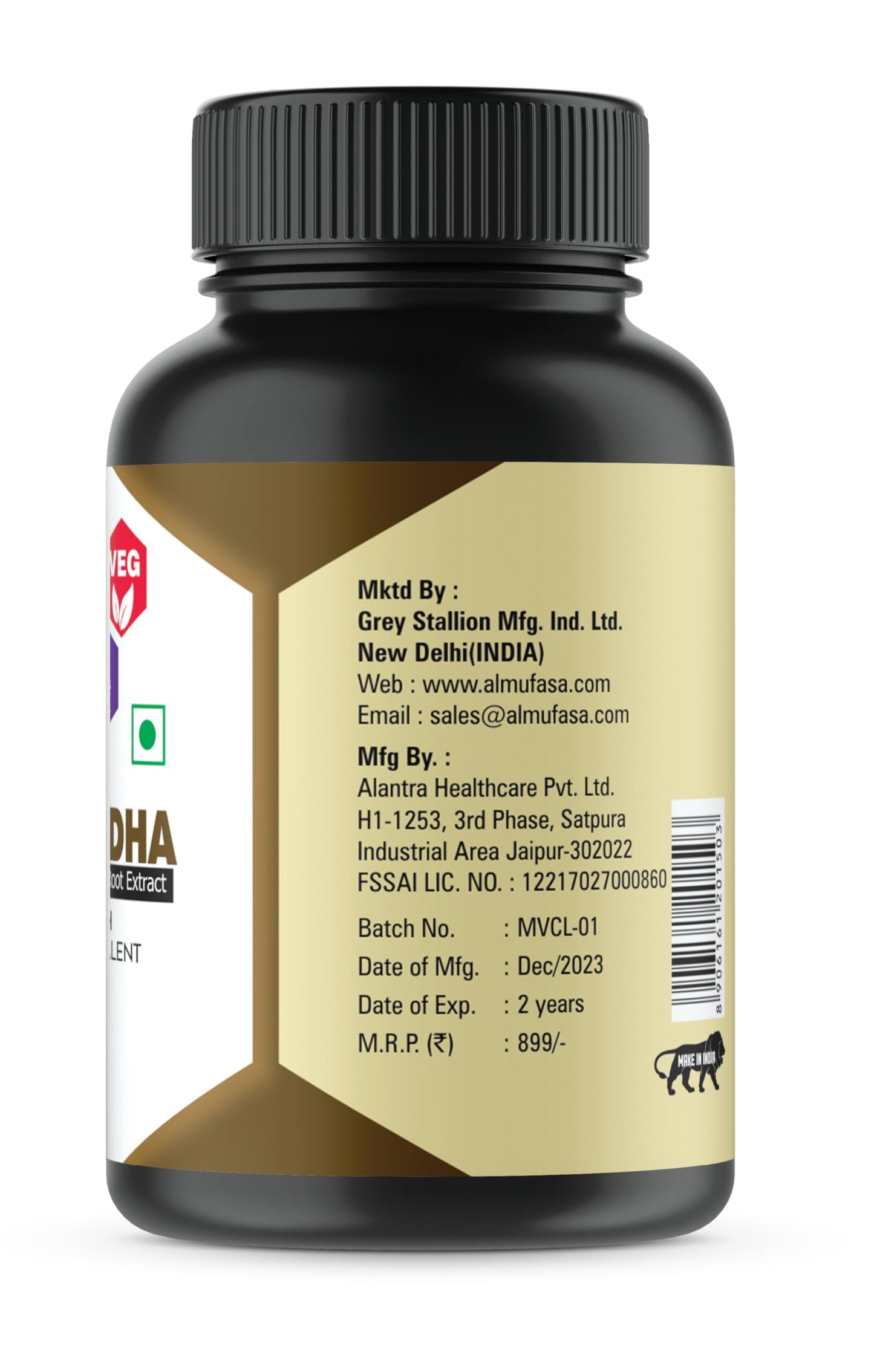 YetiEnergy Ashwagandha Capsules 500 mg - Pure Organic Ashwagandha Root Extract, Stress Relief & Mood Support, 1 Capsule